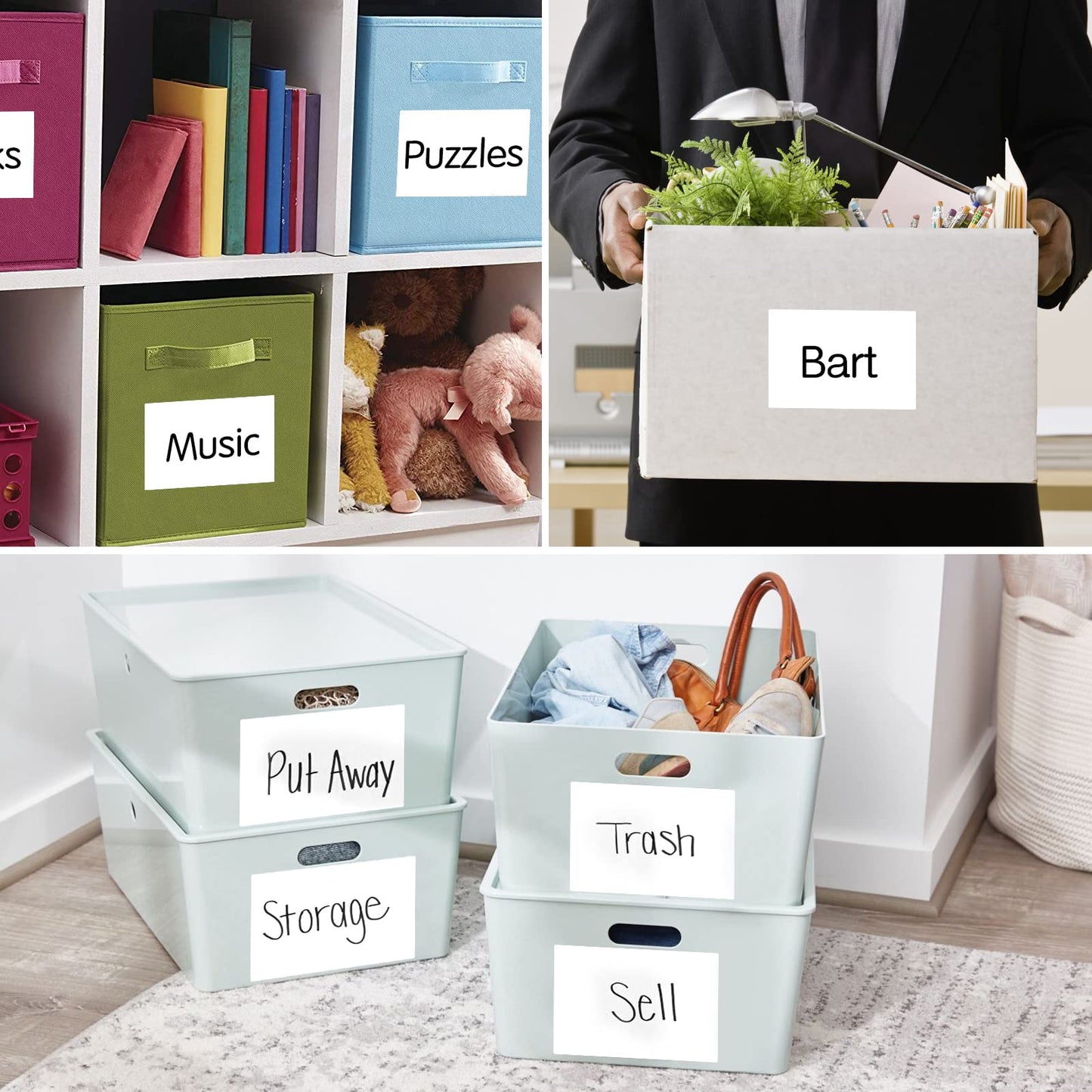 150 Pcs Labels for Storage Bins, 6 X 4 Inch Removable Labels for Storage Bins, Tear Resistant No Residue Storage Bin Labels, Matte White Blank Box Labels for School, Home, Business 150 labels / 75 Sheets(6" x 4")