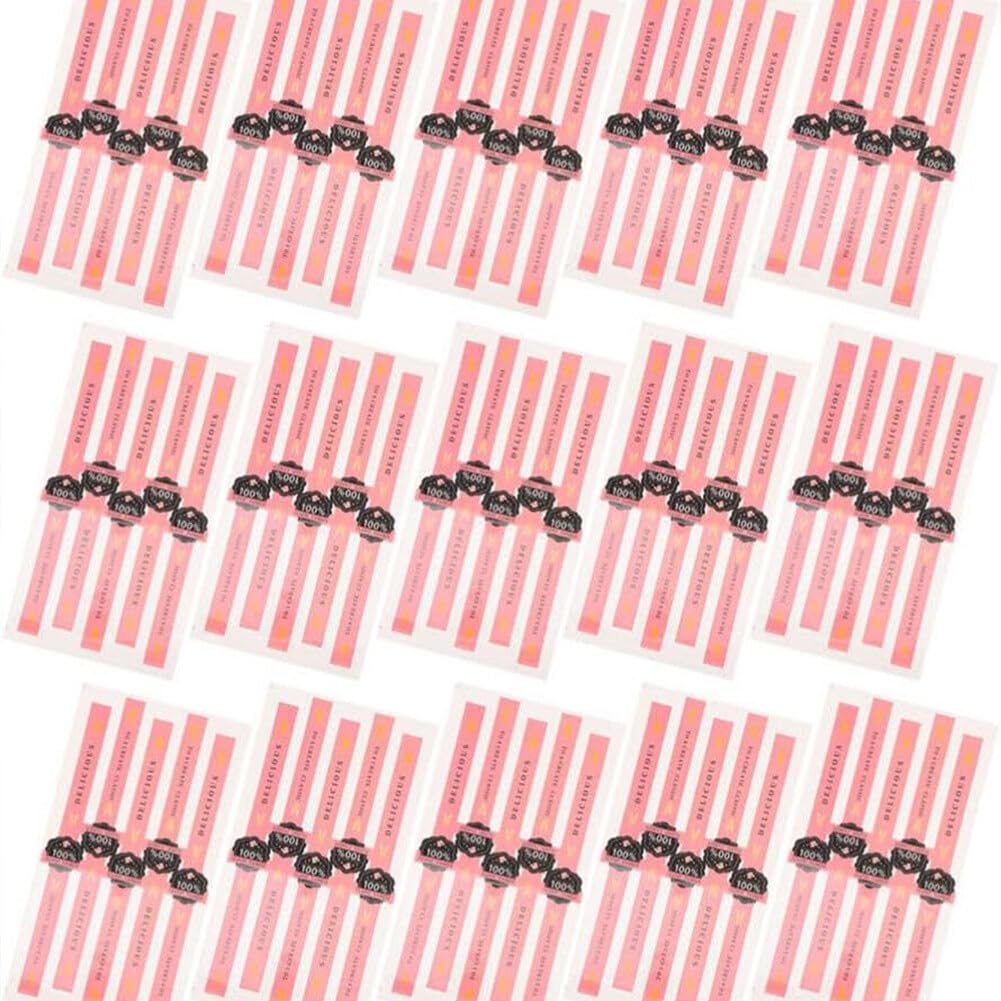 100PCS Food Baking Seal Stickers Self Adhesive Stickers Pastry Seal Sticker Labels Stickers Decorating Chocolates Pastry Seal Strip Seal Sticker Packaging Sticker for Handmade Baking (Pink)
