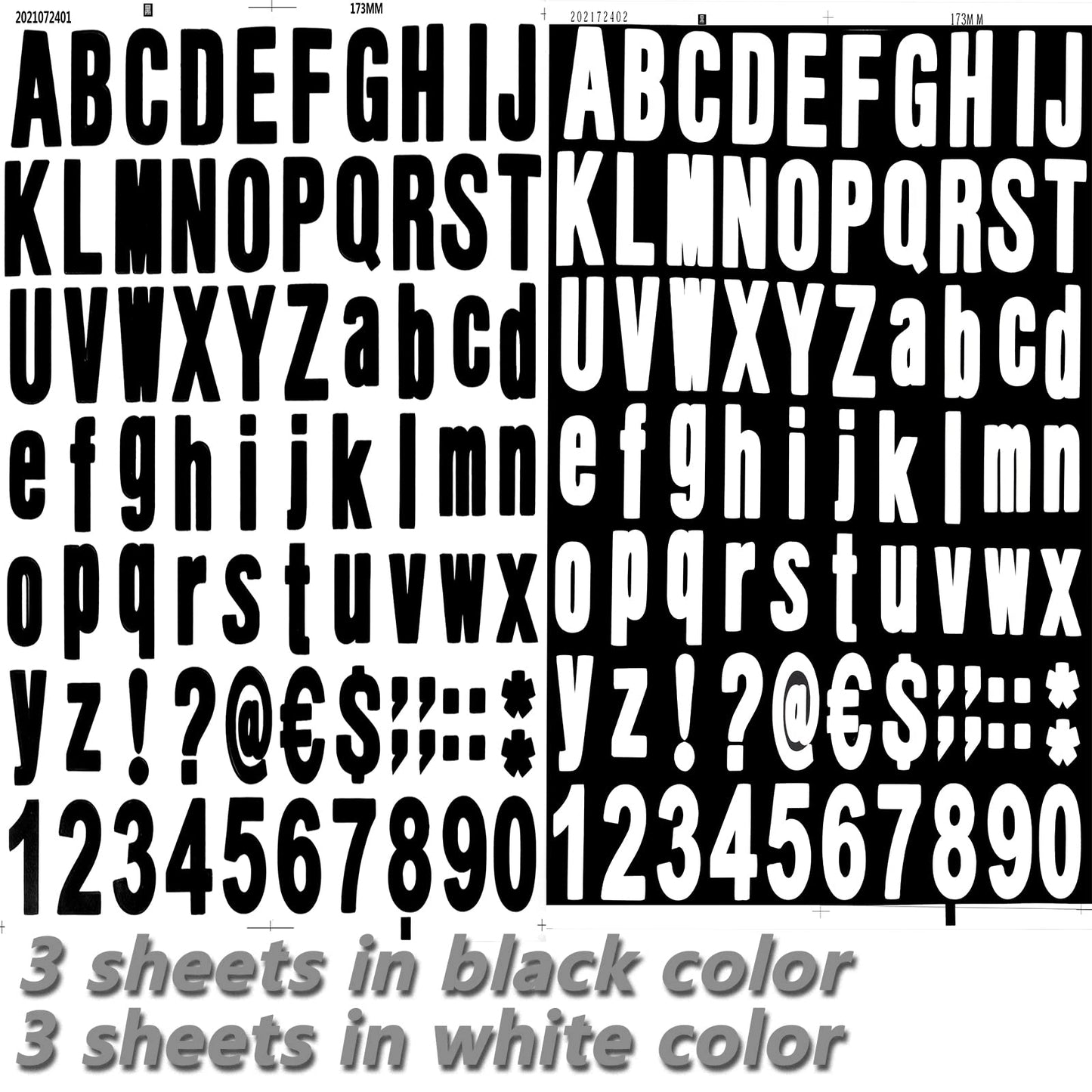 6 Sheets Self Adhesive Vinyl Letters Numbers Kit, Alphabet letter Stickers Waterproof Script Pantry Labels Stickers Decals for Mailbox, Signs, Window, Door, Cars, Business, Address Number, 2 Colors