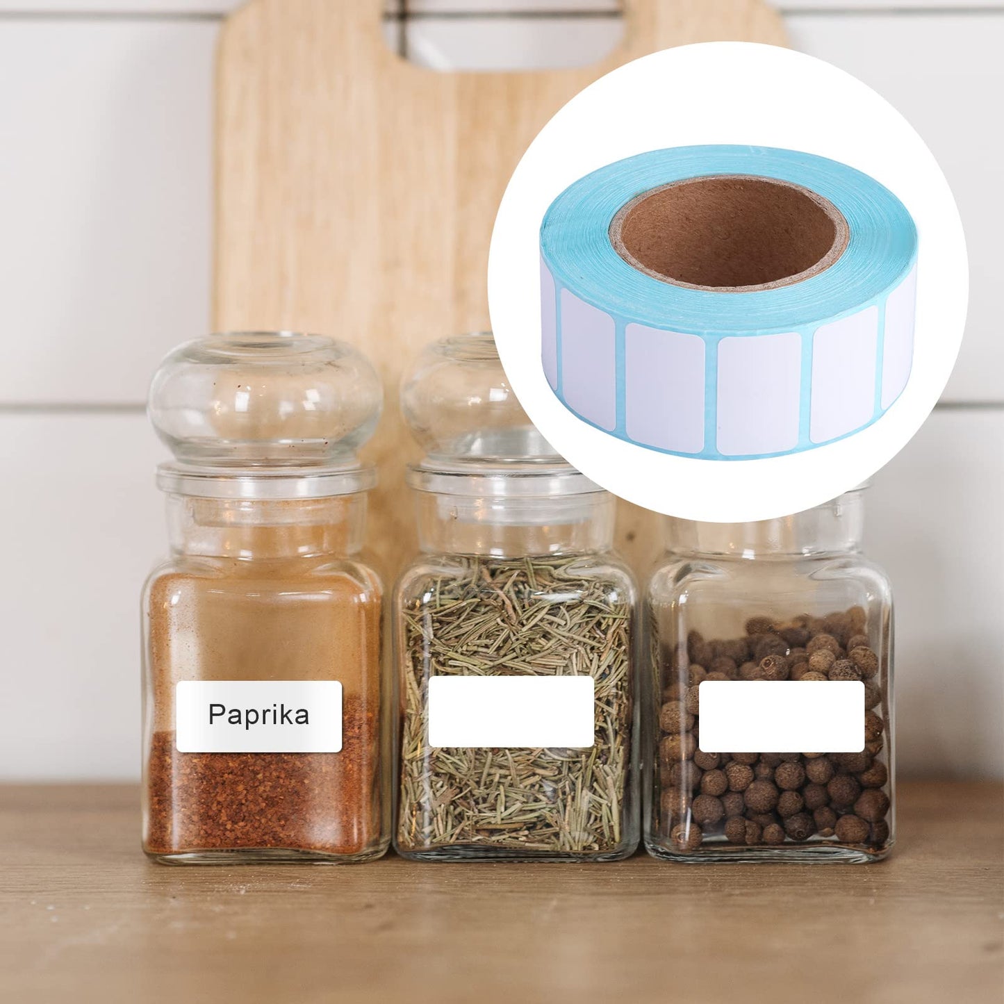 1 Roll / 1000pcs 1 x 0.6inch White Rectangle Stickers Labels, Self-Adhesive Writable Container Sticker Blank Removable Labels for Containers Storage Bins Jars Bottles and Office Supplies