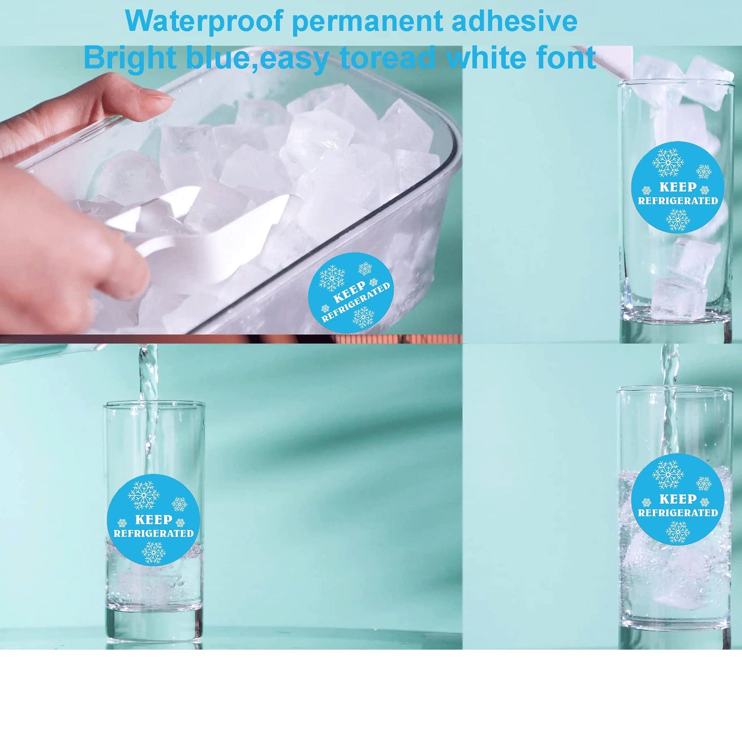 wootile Keep Refrigerated Stickers Waterproof 1.5 Inch Fluorescent Round Dots Blue Keep REFRIGERATED Food Packaging Warning Labels for Pharmacy, Drug Stores,Warning Labels,Health clinics 500Pcs