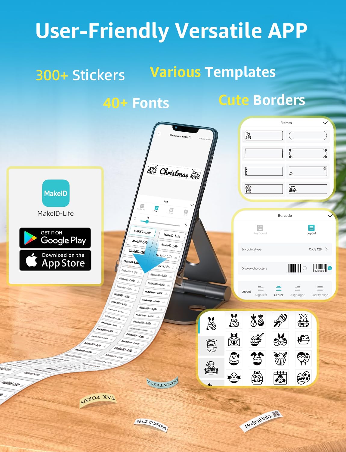MakeID Label Maker Tape - Self-Adhesive Sticker Label Tape Refill Compatible with MakeID L1 Q1 Label Machine - Waterproof 6-Layer Laminated Film