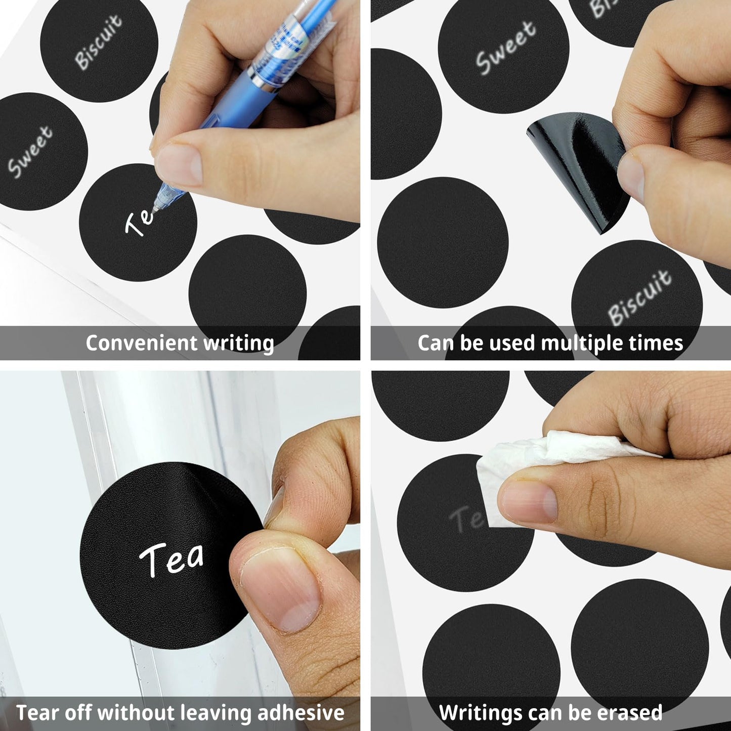 120 Pcs Labels for Jars, Pantry Labels, Food Label Stickers, Reusable Chalkboard Labels for Kitchen, Bottles, Food Containers (1.5 x 1.5 inch) 1.5 x 1.5 inch 120
