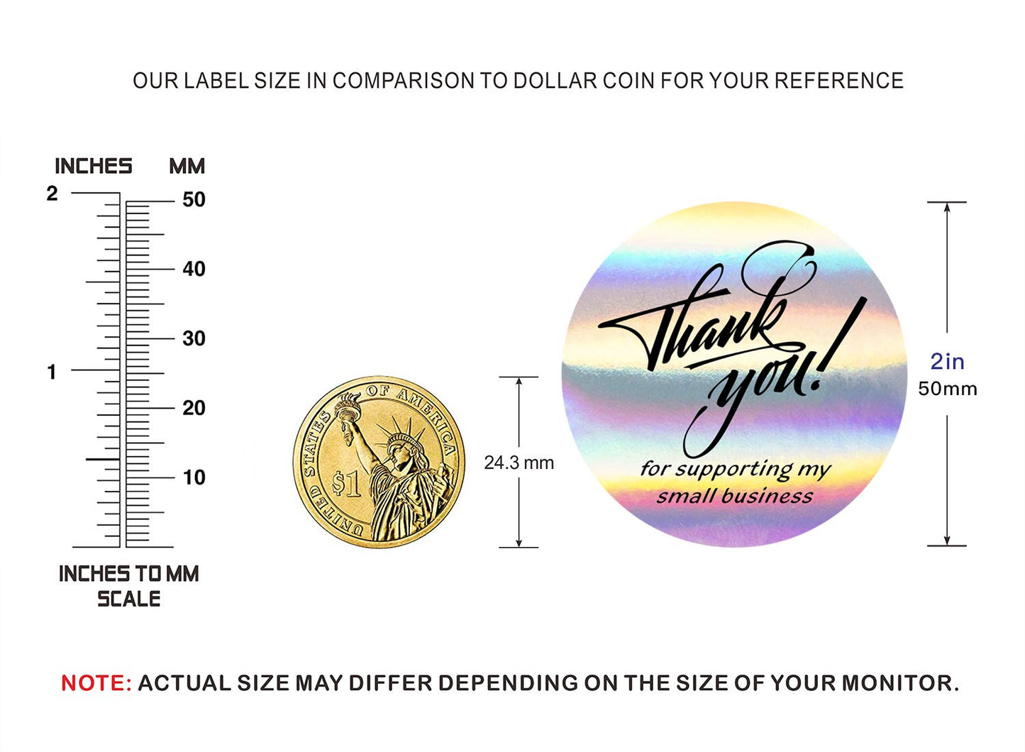 Padike 2" Thank You for Supporting My Small Business Stickers, 4 Designs, Highly Recommended for Small Business Owners and Online Sellers, 500 Labels Per Roll (Glitter Silver & Black, 2inch) Glitter Silver & Black