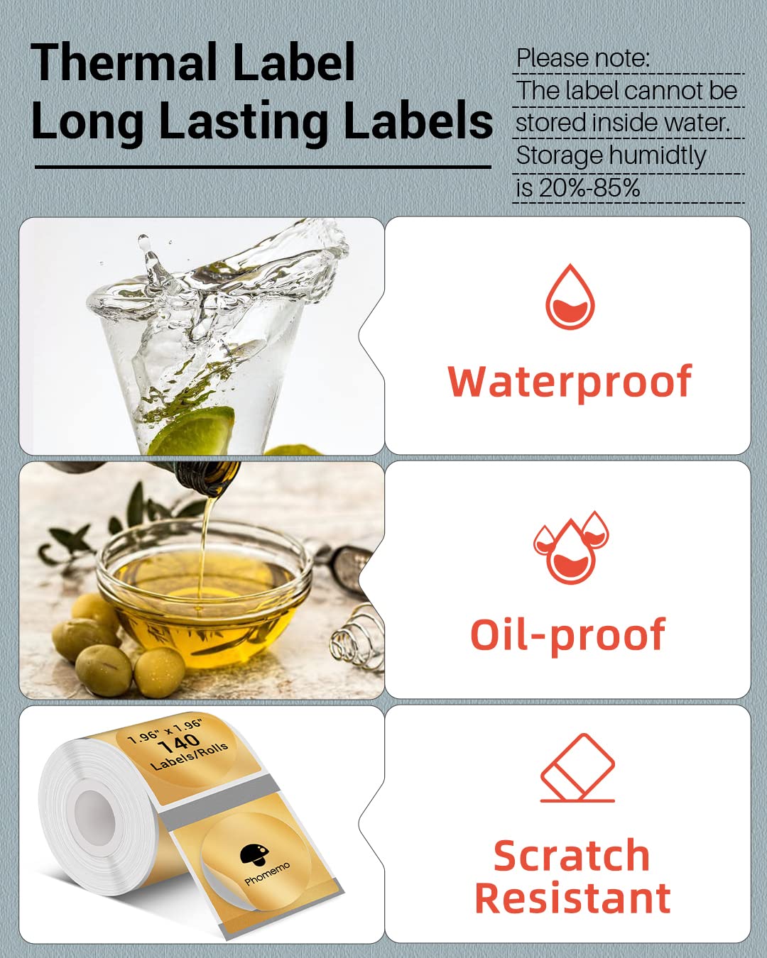 Phomemo Sticker Circle Labels- 1.96"x1.96"(50x50mm) Thermal Label for M110/M221/M220/M120/M200, for Barcode/Address/Mailing/Logo/Business/Home Tag, Black on Golden 1.96" x 1.96"