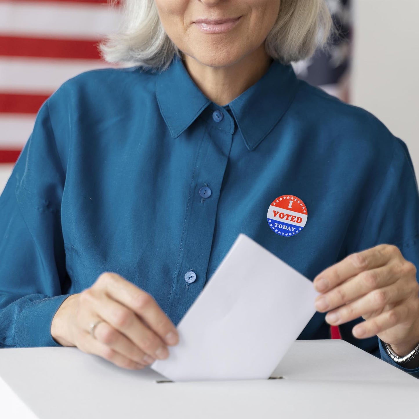 500pcs 1.5 inch I Voted Today Stickers for Voting Election Day Round Red White Blue Community Vote USA Flag Design Labels