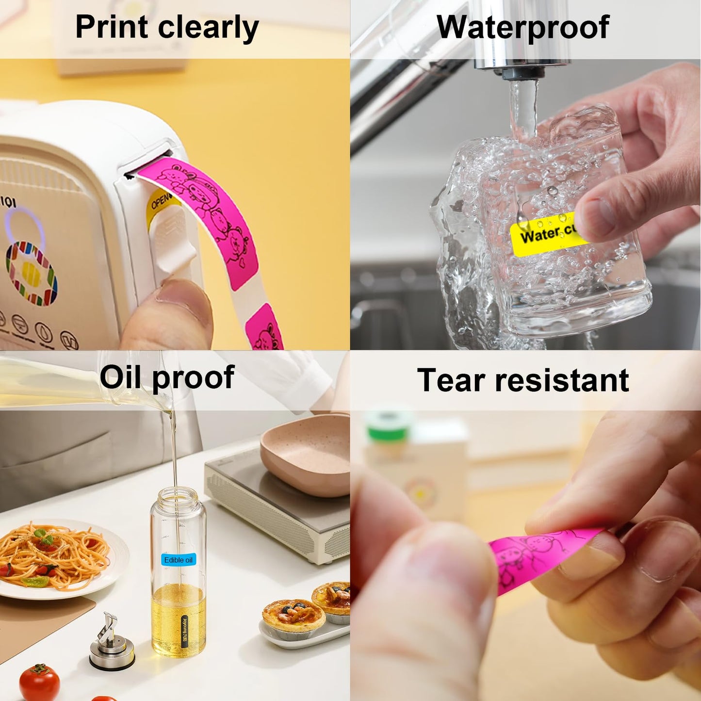Thermal Label Tape 0.55"x1.57"(14x40mm) 4 Rolls,640 Pcs,Waterpoor,Strong Adhesive Thermal Labels,Compatible with D30 Portable Thermal Printer,for Home,Office,Storage,Fluorescent Pink. Fluorescent Pink