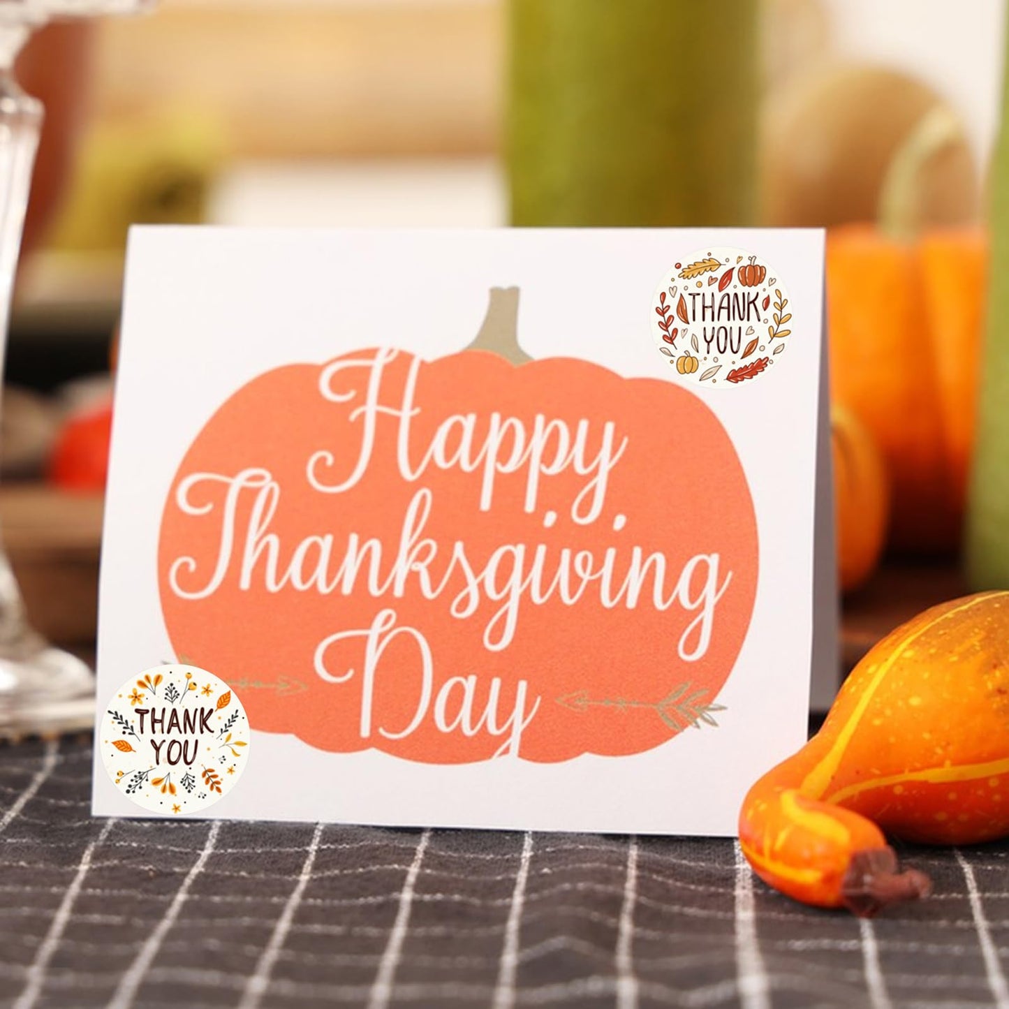Thanksgiving Stickers 500Pcs Maple Sticker Roll 1.5 Inch Round Labels Stickers Adhesive Round Circle Stickers Fall Face Sticker,Card,Envelope Seals,Gift Stickers for Thanksgiving Party Decorations