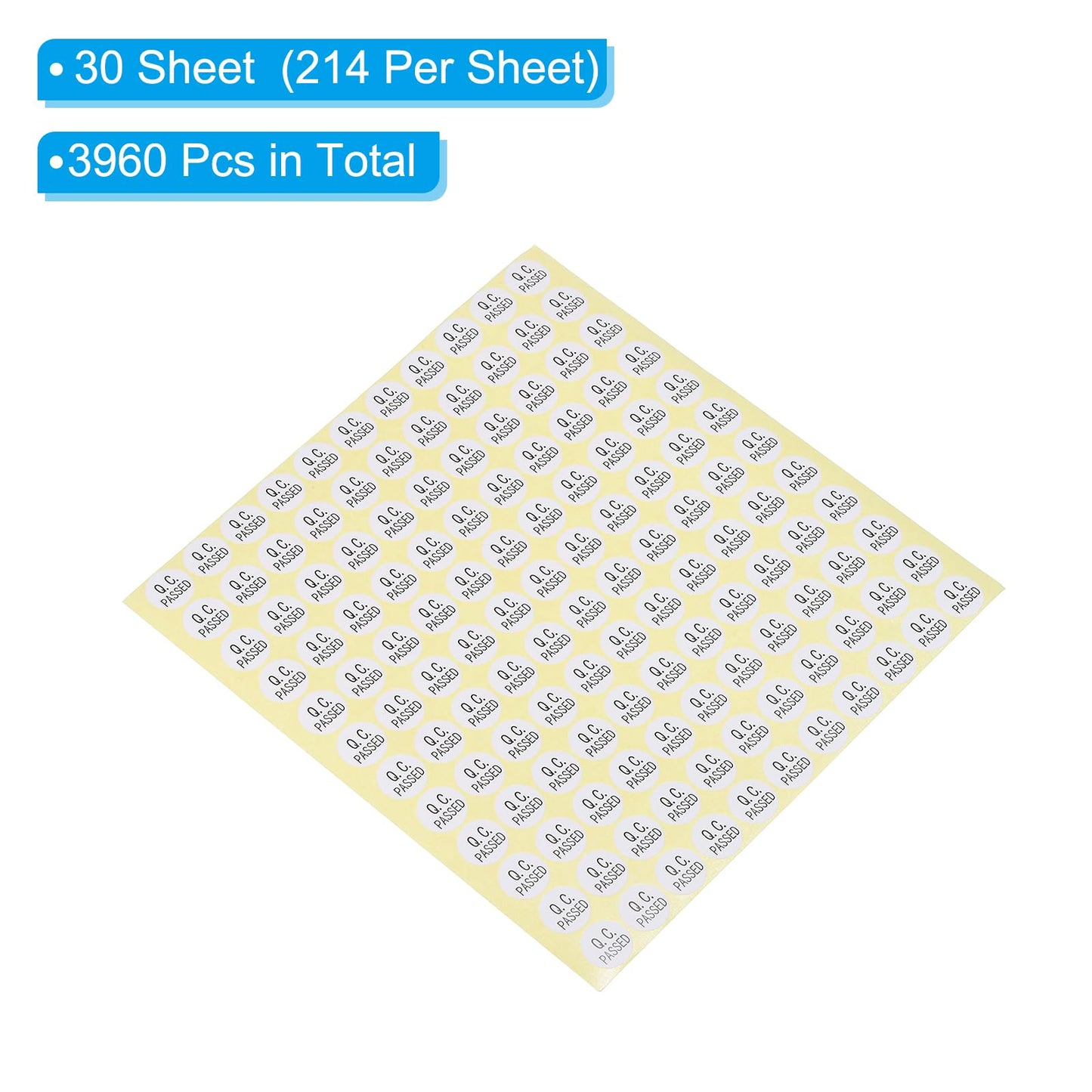 PATIKIL QC Passed Stickers 0.5", 30 Sheet Oval Adhesive Labels for Warehouse Inventory Quality Control Check Test, White