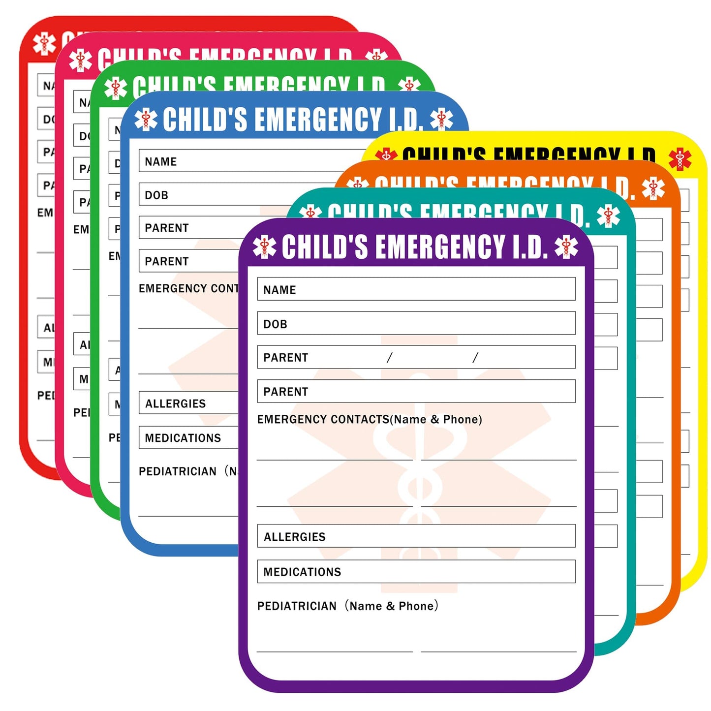 Infant I.C.E. in Case of Emergency Car Safety Seat Sticker Emergency Contact Labels 4 x 3 inch Child Emergency I.D. Medical Information Alert Attachment Tag Labels for Child Car Seat 32 Pcs