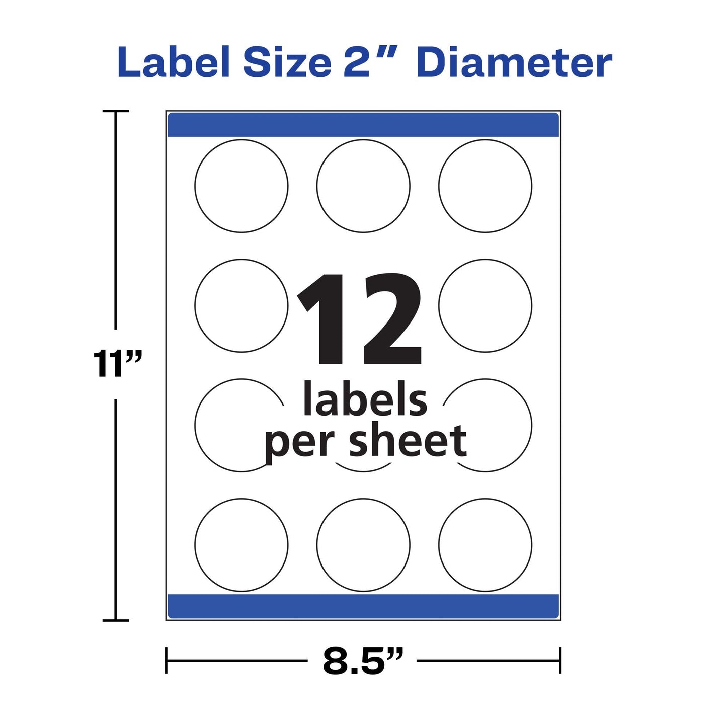 Avery Printable Round Labels with Sure Feed, 2" Diameter, Matte White, 300 Customizable Labels (22877) 8.5" x 11" 300 labels