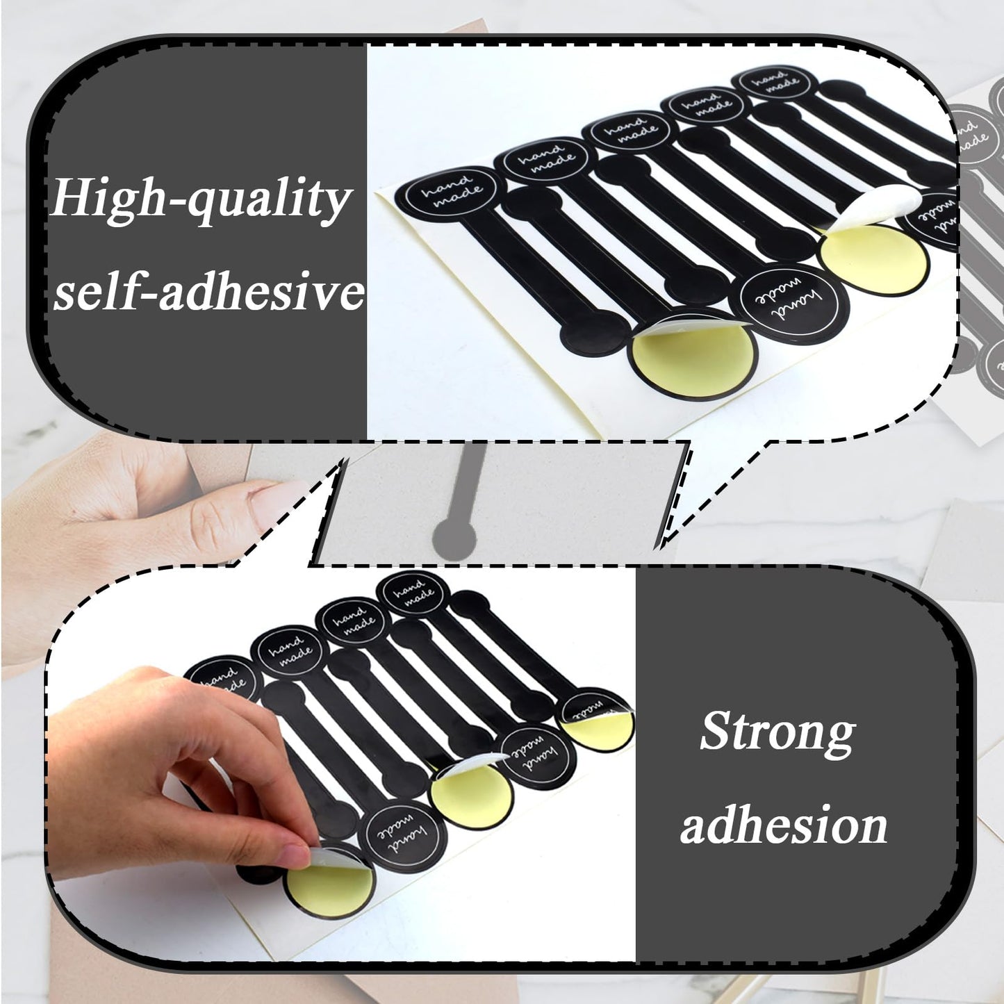 500pcs Handmade Food Baking Seal Stickers, Black Foil Self Adhesive Bakery Stickers, 3.9in Long Strip Tamper-Proof Packaging Sealing Labels for Lollipop Cake Cookie Bread Black & Foil (500pcs-3.9in Long)