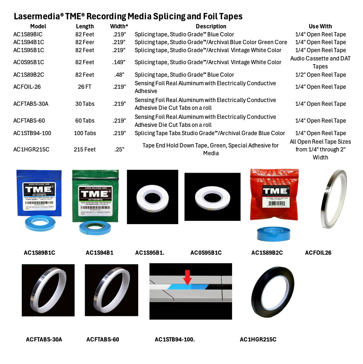 TME Sensing Foil Tabs, Real Aluminum for Open Reel Audio Roll of 60 Tabs