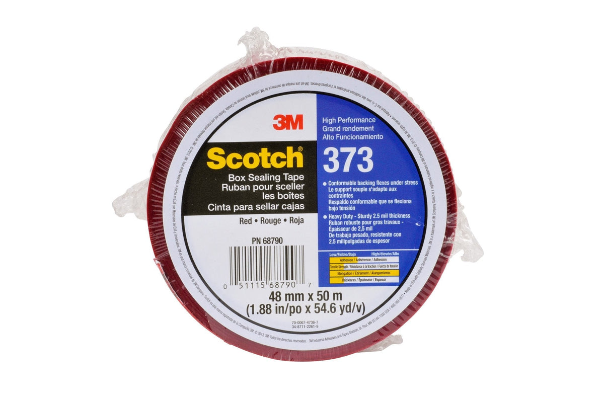 3M Scotch Box Sealing Tape 373, Red, 48 mm x 50 m