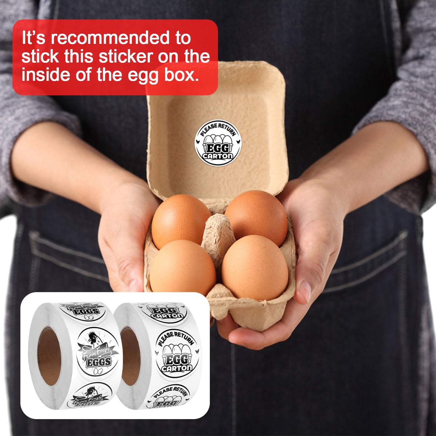 2 Rolls / 1000 pcs Chicken Egg Carton Labels Stickers, 1.38 Inch Round Farm Fresh Eggs Stickers Egg Packaging Stamps Please Return Egg Carton Sticker for Chicken Egg Carton Labels