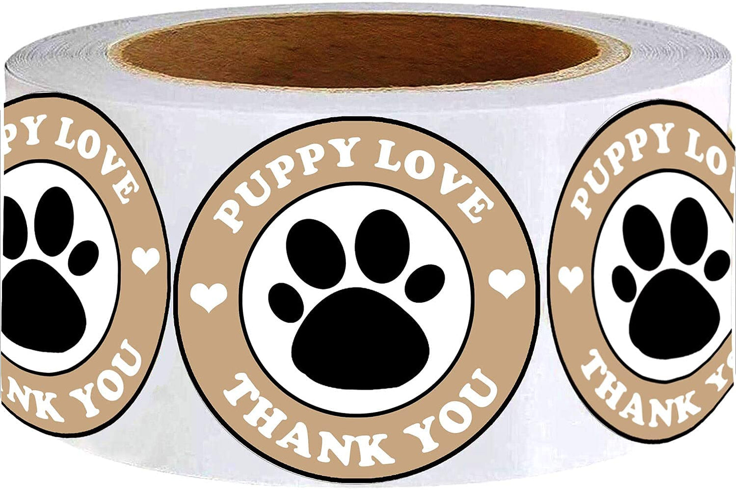 Paw Prints Stickers,Puppy Love Thank You Labels,Paw Prints Animal Stickers Roll for Kids,Parties,Vets,Kennels,Crafts Shop,Small Business and Mailing,1.5 Inch 500 Pcs Per Roll