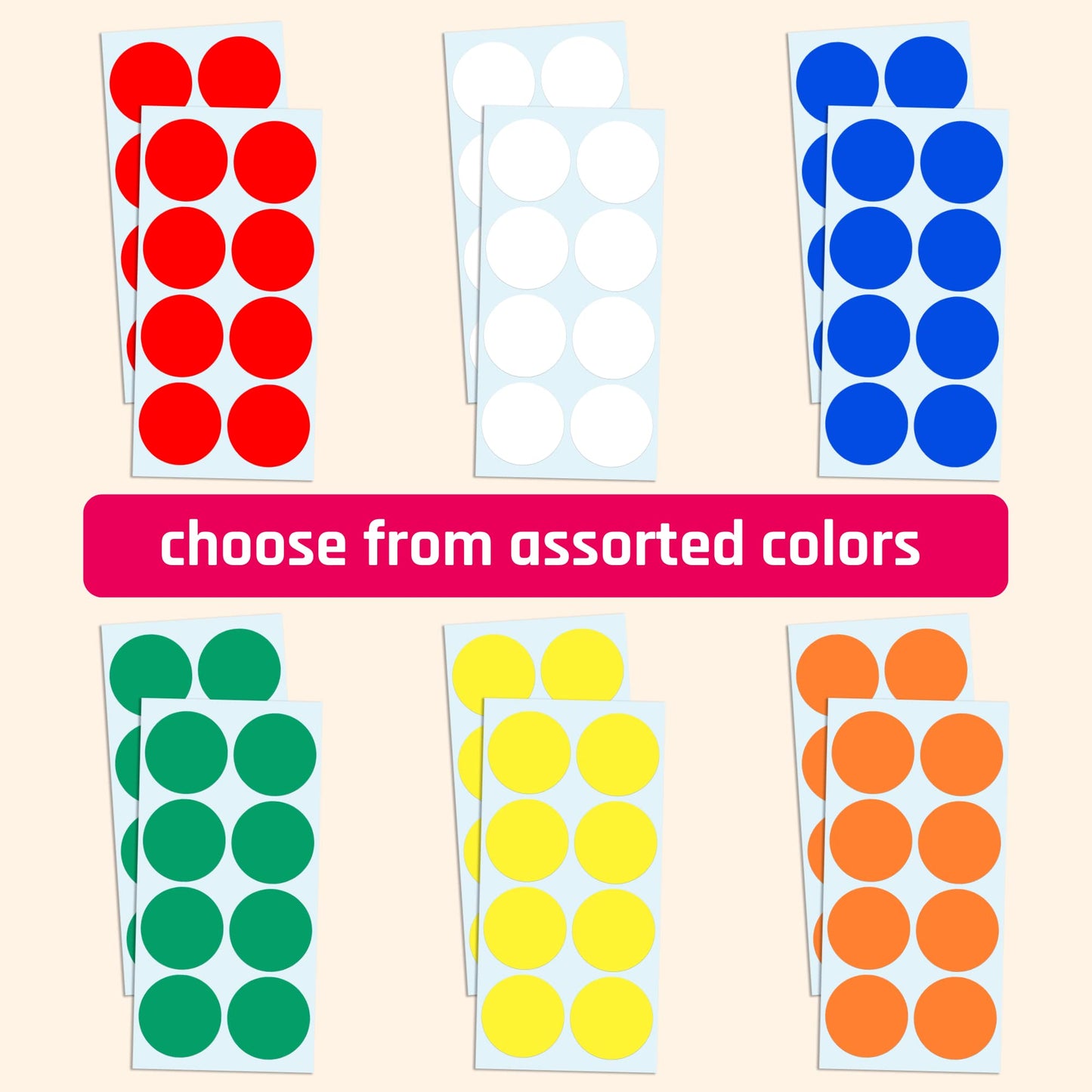 2" Round Large Colored Moving Stickers Labels - 10 Colors, Pack of 240 2" Diameter