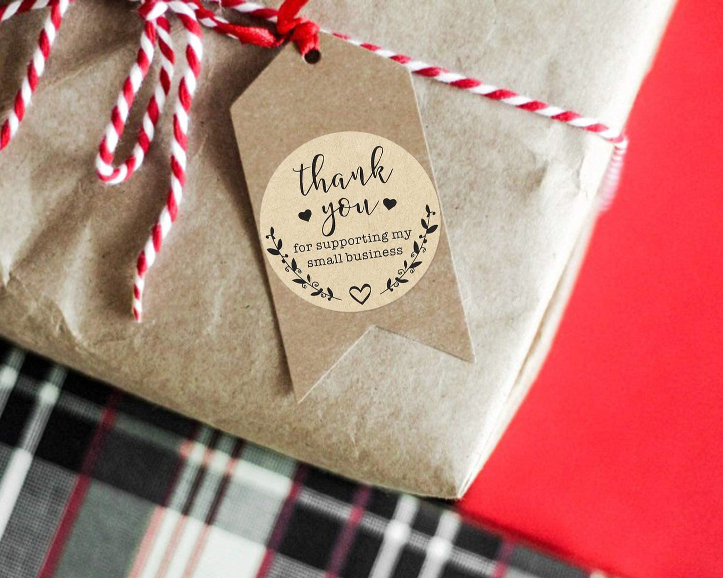 2'' Thank You for Supporting My Small Business Stickers, Kraft Labels Custom Sticker for Bakeries, Crafters & Small Business Owners, 500 Labels Per Roll 2 inch Black Font