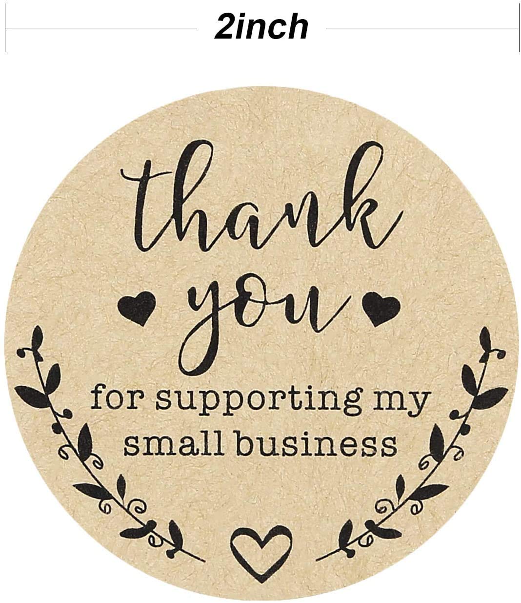 2'' Thank You for Supporting My Small Business Stickers, Kraft Labels Custom Sticker for Bakeries, Crafters & Small Business Owners, 500 Labels Per Roll 2 inch Black Font