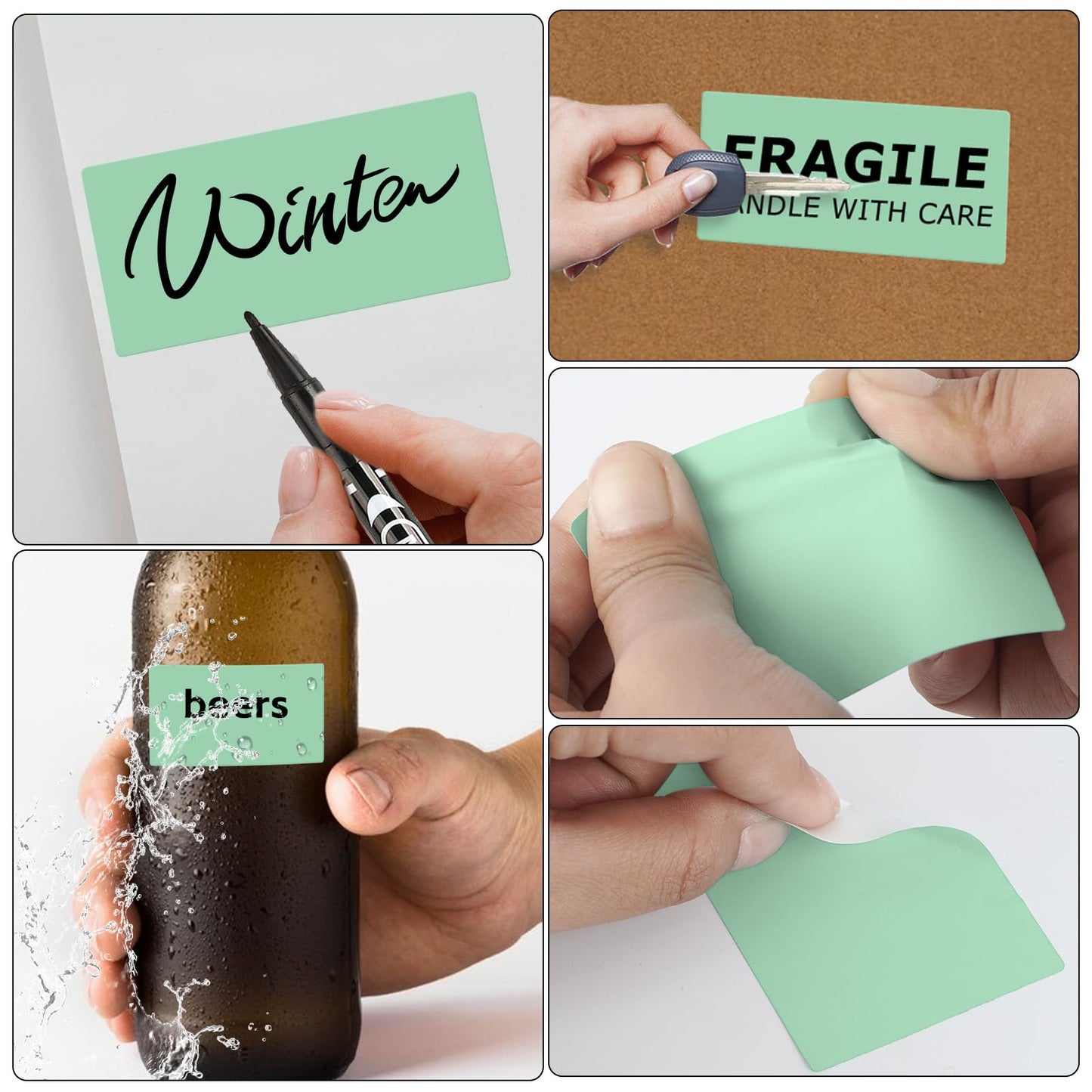 Green Thermal Labels 2 × 3 Inch Vinyl Rectangular Waterproof Direct Printer Sticker Self-Adhesive Perforated Name Tag for Logo DIY QR Design Office Address 500 PCS Green