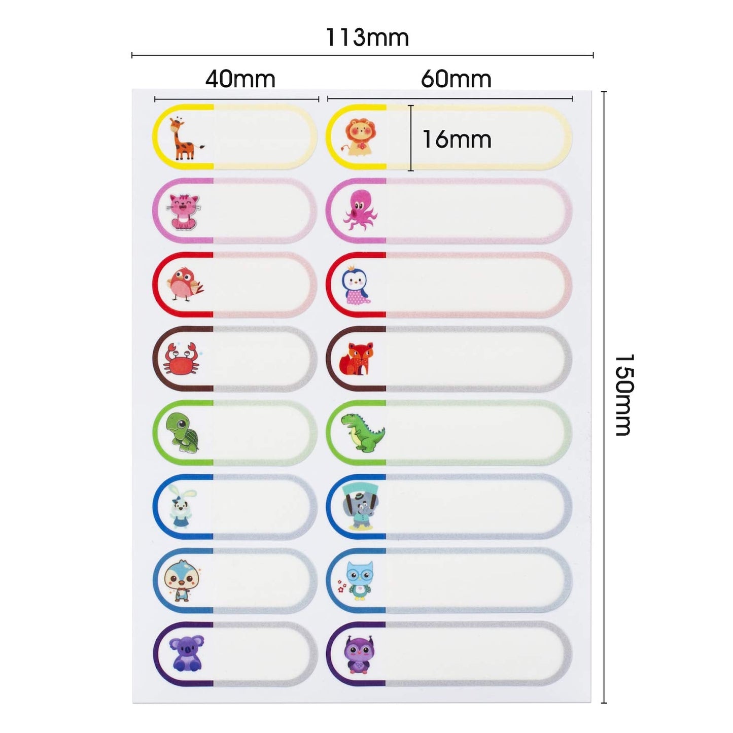 Baby Bottle Labels for Daycare, 128pcs Waterproof Daycare Labels, Name Labels for Kids School Supplies Self-Laminating, Dishwasher Safe Name Tag Label Stickers for Water Bottle, Sippy Cup 128pcs-animals