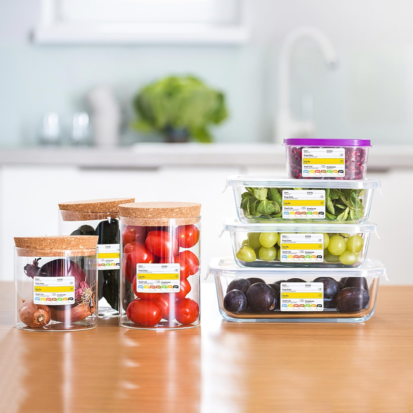 300 Pcs Restaurant Quality Shelf Life Food Rotation Labels Vinyl, 2” x 3” Self-Adhesive Removable Freezer Food Labels, Perfect for Reusable Containers, Easy to Remove, Food Safety Date Sticker 1 Pc