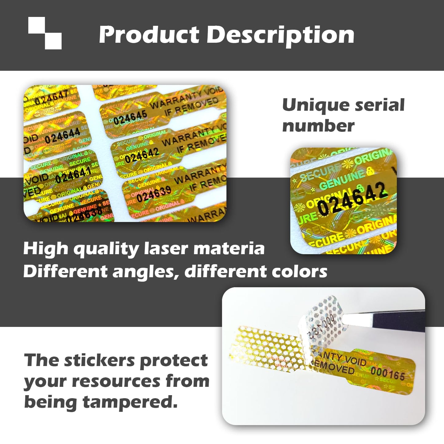 360pcs Bone Shape Tamper Proof Hologram Stickers Honeycomb Bottom Genuine Warranty Void Seal Labels tamepr evident Labels (2x0.4inch,Gold) Honeycomb(Gold)