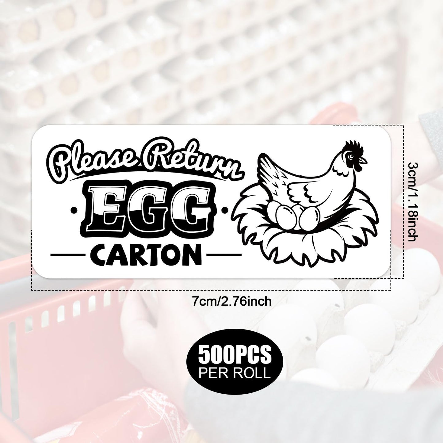500pcs Chicken Egg Carton Labels Stickers, Rectangular Please Return Egg Carton Sticker Farm Fresh Egg Carton Labels Egg Packaging Stickers for Box Container Carton Farm Supplies