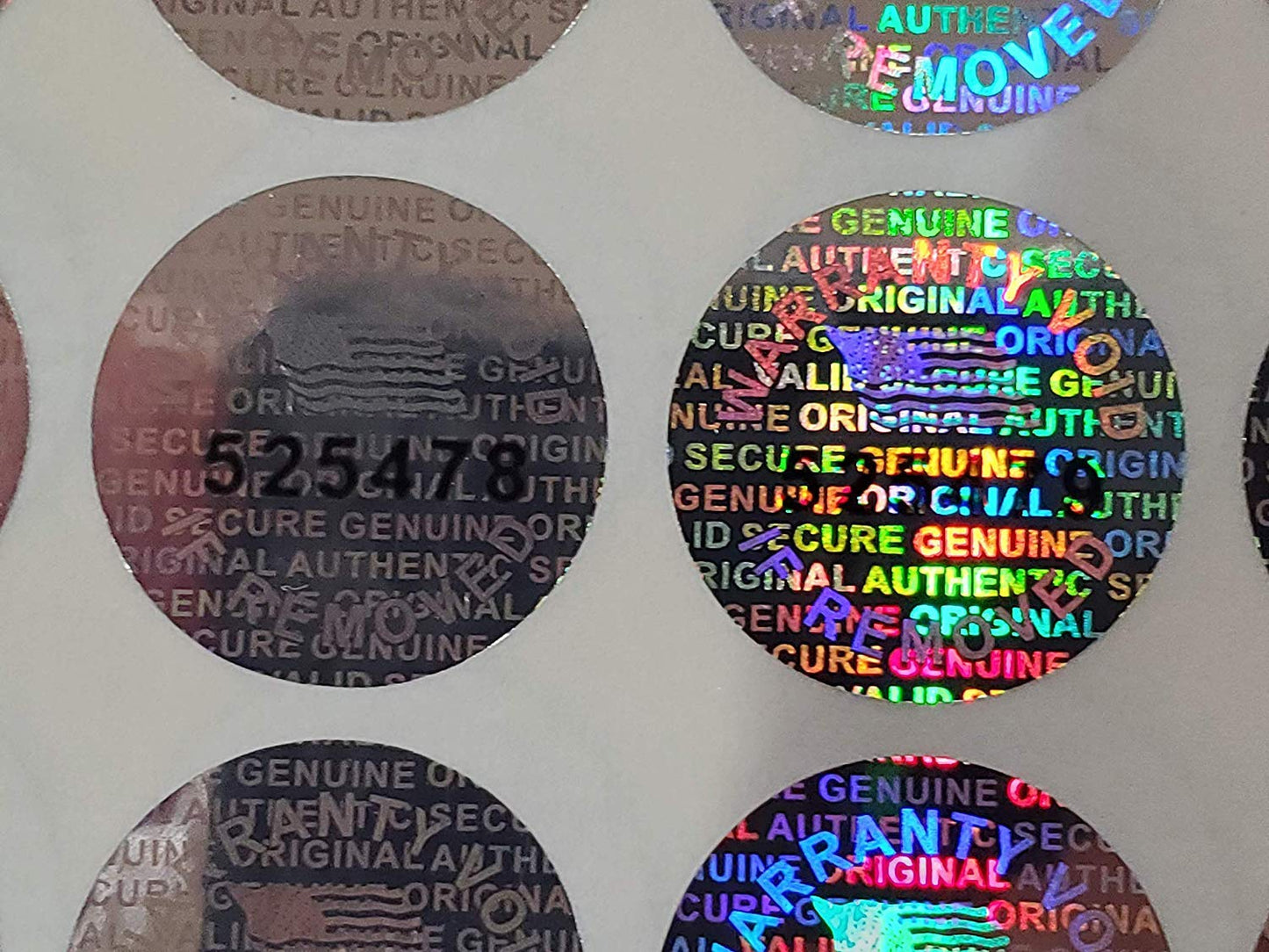 14 MM (0.53 inch) with Serial Number Round Tamper Evident Security Void Hologram Labels Seals Stickers- Maxhologram Brand (100) 100