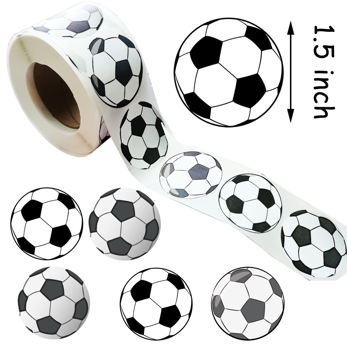 500 Pieces Soccer Party Decorations Labels Roll Stickers - Soccer Sport Party Supplies Decor Favors Jar Containers Letter DIY Sticker Labels Decals