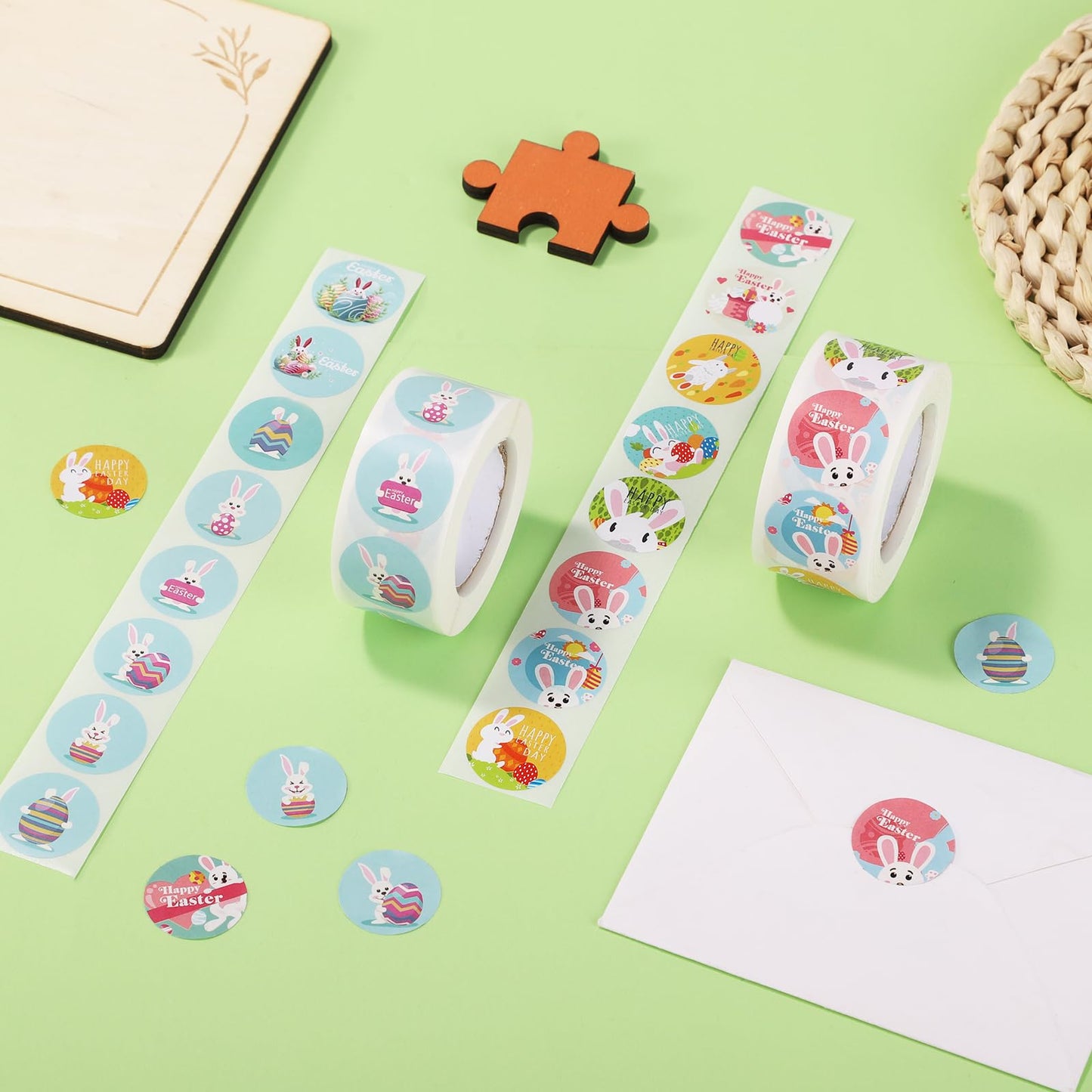 1000pcs Easter Stickers, 1 Inch Diameter Bunny Rabbit Stickers Cute Rabbit Easter Egg Happy Easter Sticker Seals Decals for Scrapbooking Envelope Cards Gift Decorations Supplies