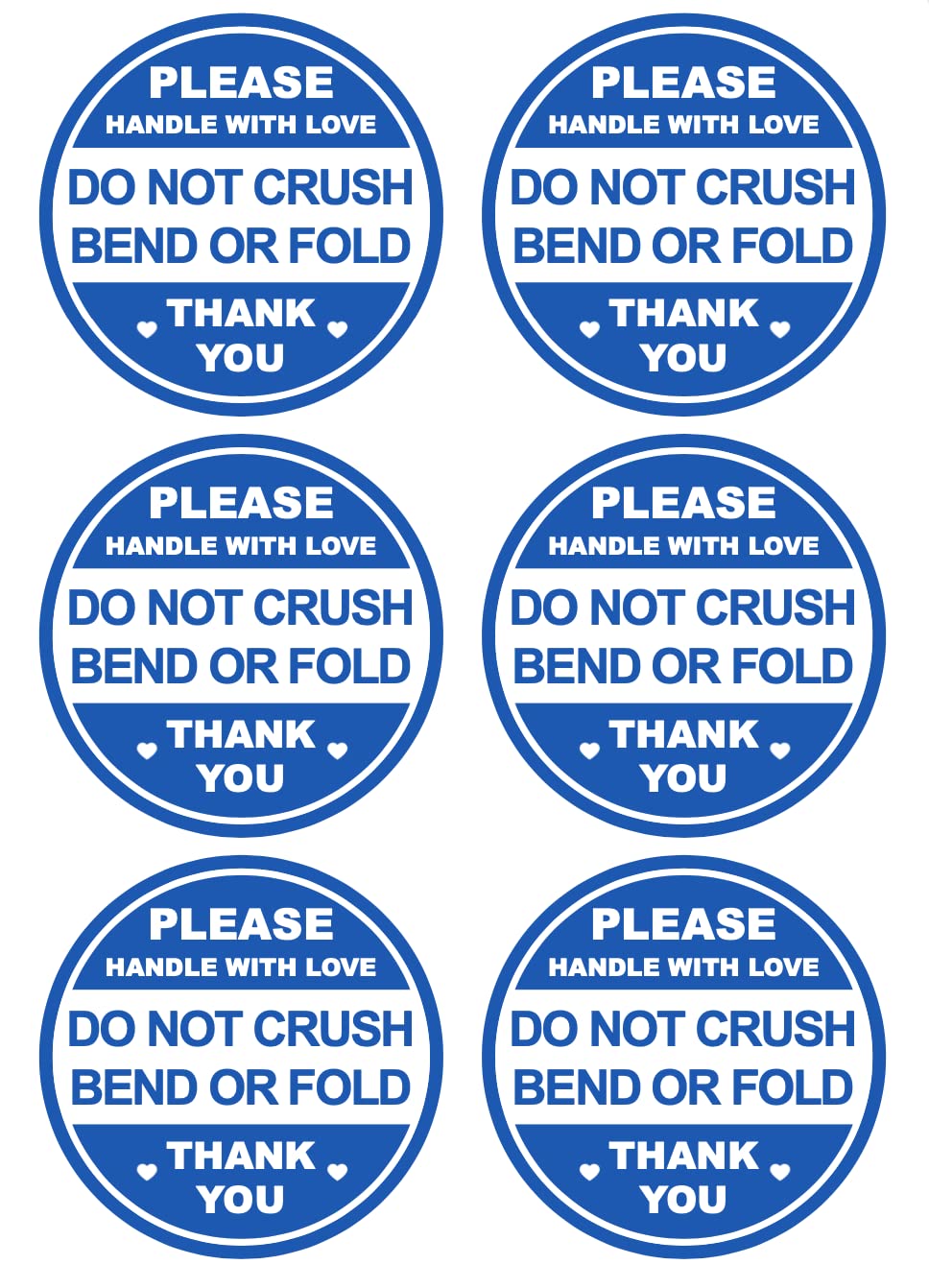 2" 300 PCS Blue Do Not Crush Bend or Fold Handle with Love Labels Stickers Shipping Mailing Cartons Envelops Adhesive Labels