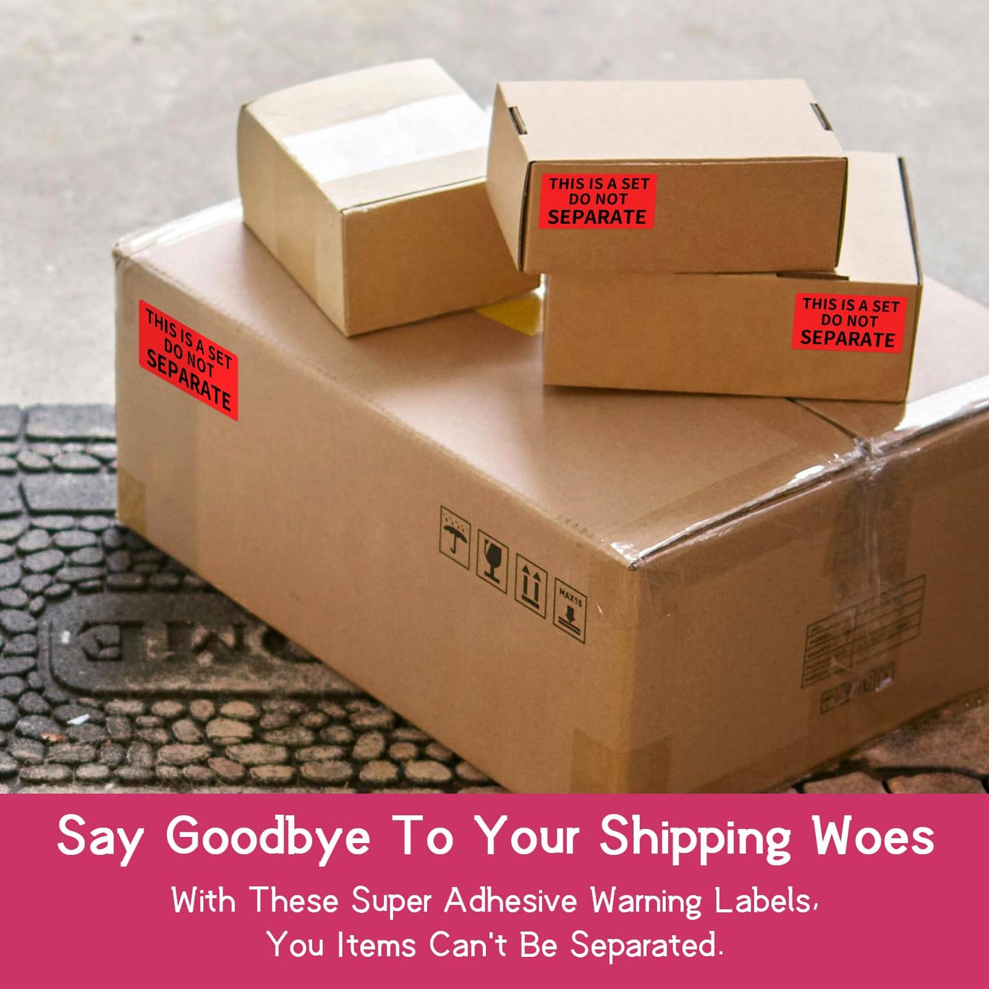 12 Rolls 1" x 2" This is a Set Do Not Separate Labels, Fluorescent Red Packing Labels Stickers for Shipping Bundle Sets and Multi-Pack Products