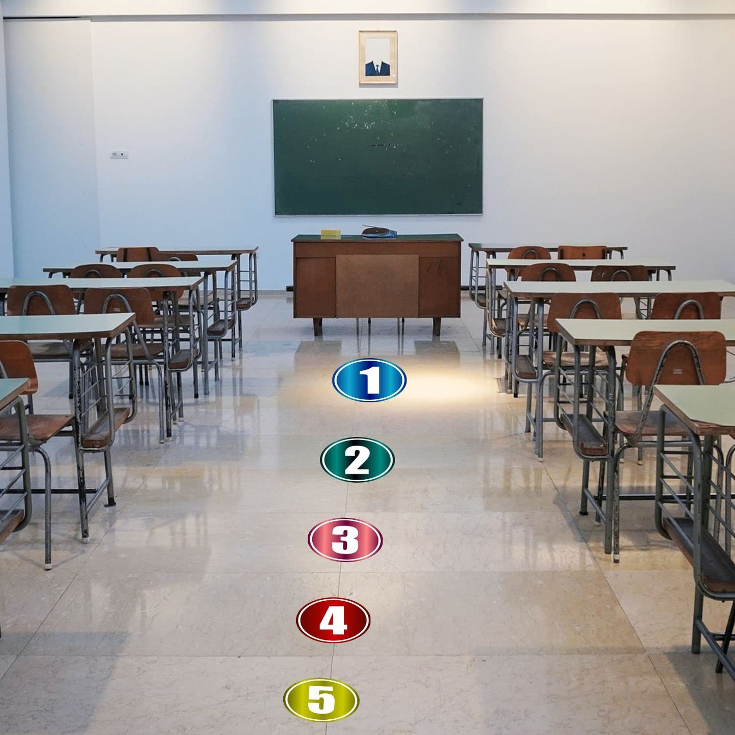 PARTH IMPEX Classroom Line Up Floor Decals - (Pack of 40) 4" Large Numbered Spot Markers Stickers Social Distance Helper Colorful Labels