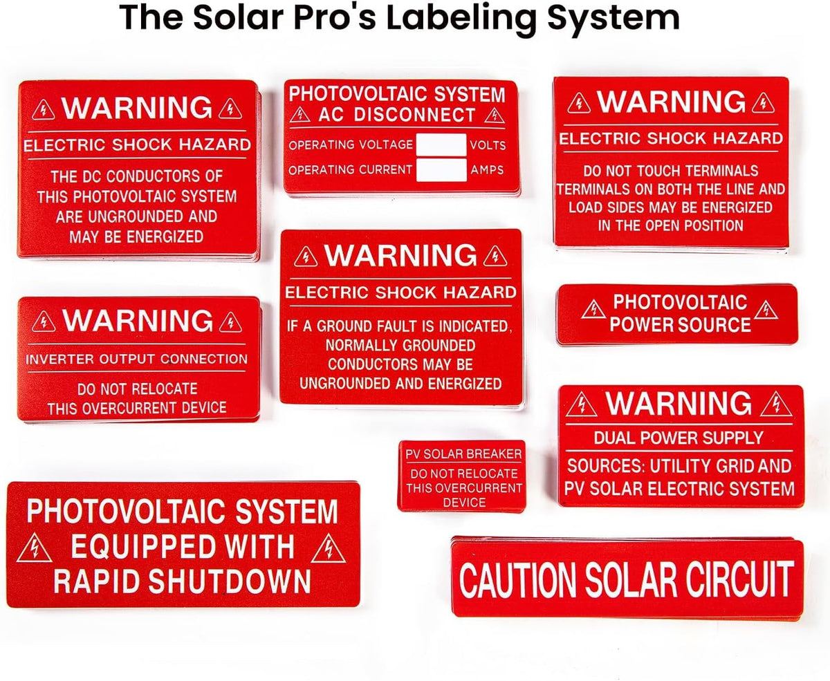 50 PCS PV Solar Safety Warning Labels, Caution Solar Circuit Stickers