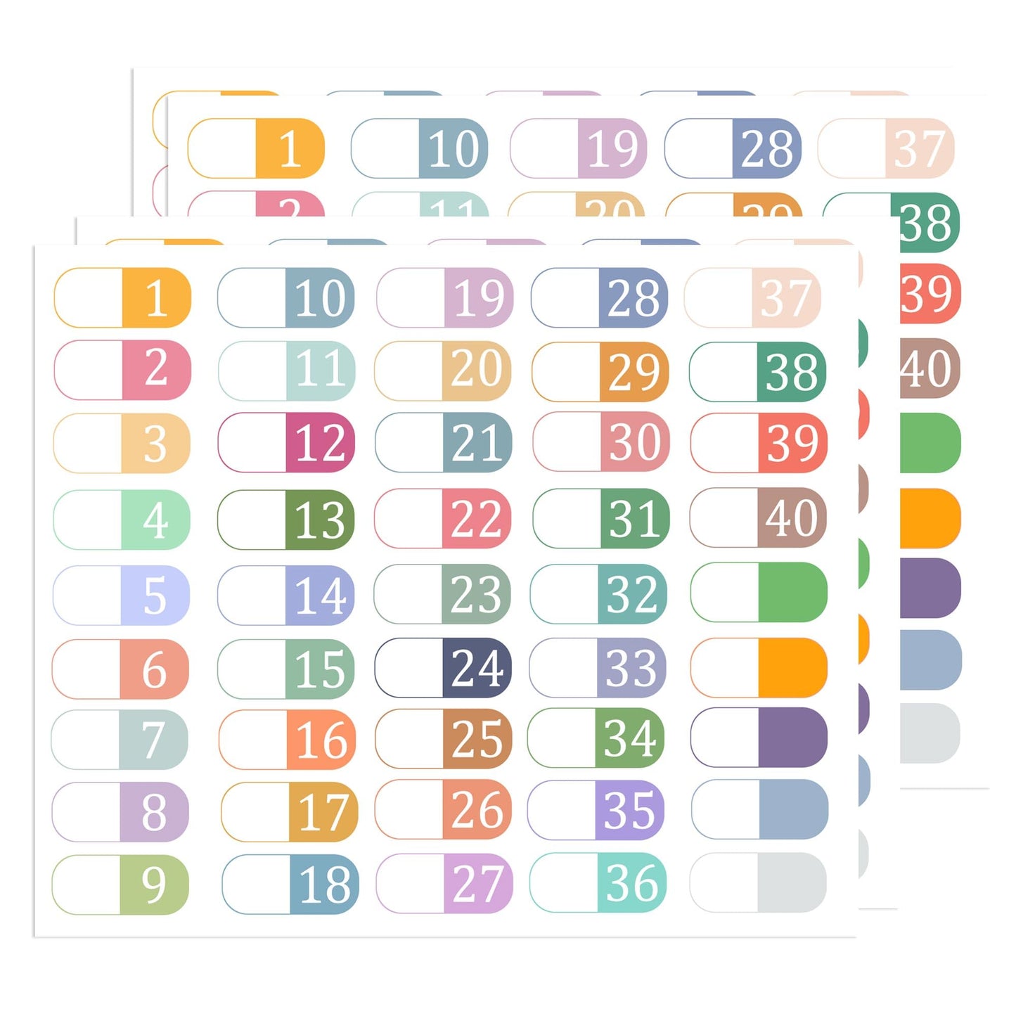 1 to 40 Number Index Labels Multicolor Index File Folder Labels for 3 Ring Binders Notebook Classify Files Contents Page Address Book Folder Teacher Book Organizing Stickers 270pcs