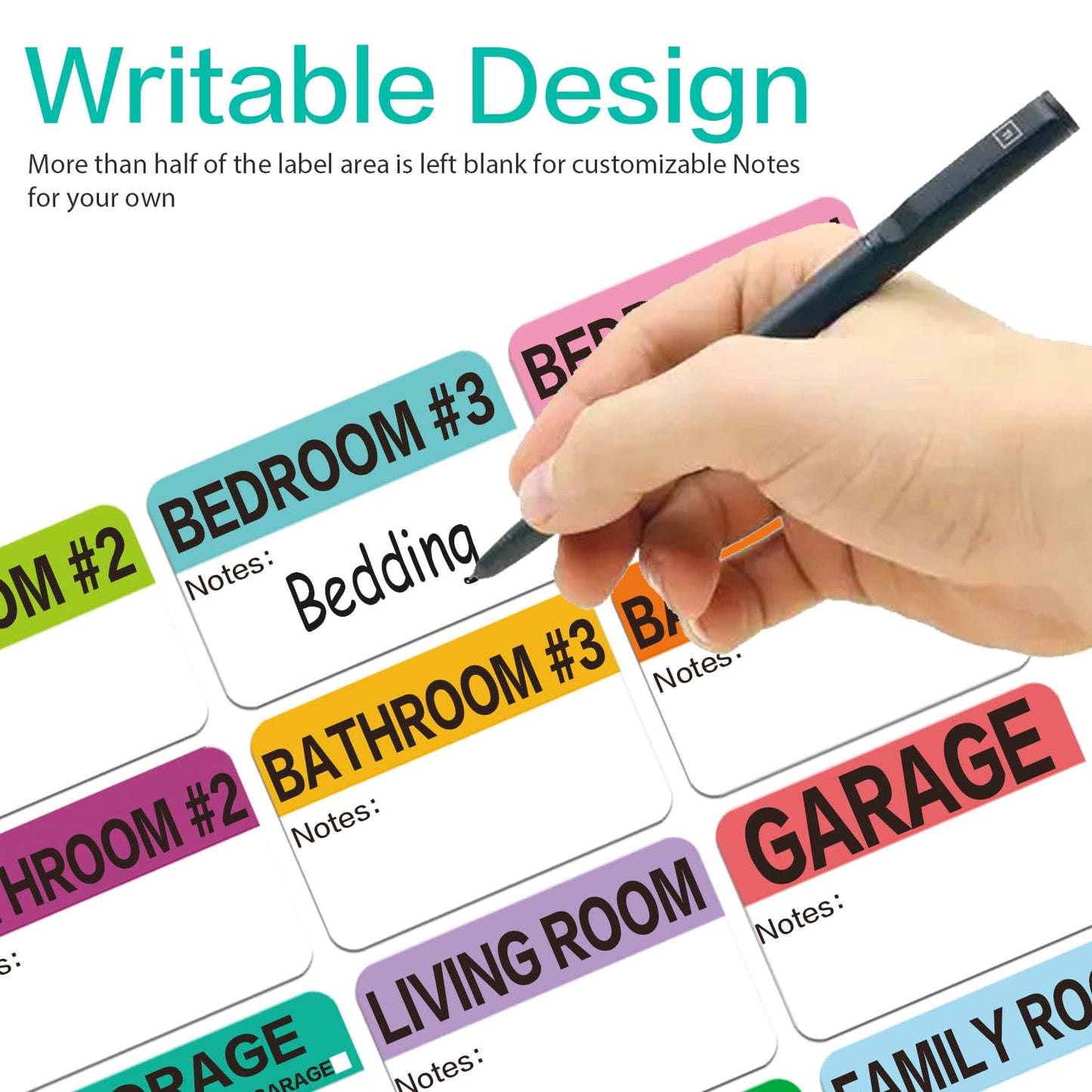 600 Count 3 x 2 Large Home Moving Packing Box Labels for 3-4 Bedroom House with Writable Notes Areas, 17 Color Coded Moving Labels for Boxes + Fragile Moving Stickers + Heavy and Blank Labels 600