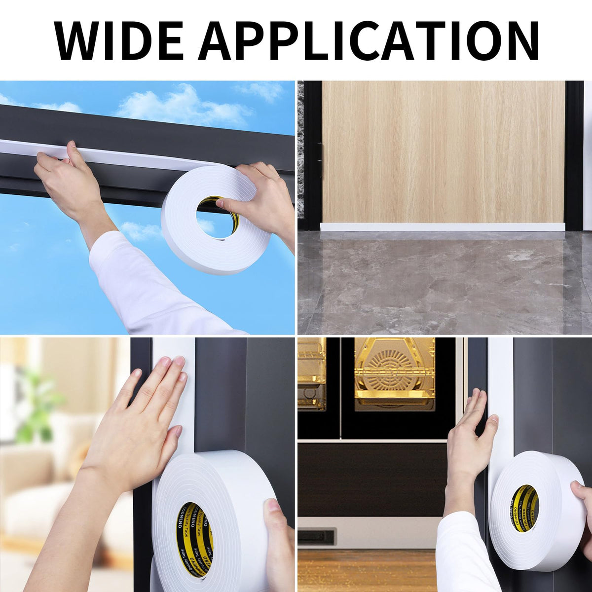 Single-Sided Adhesive EVA Foam Tape 2in x 9.84FT,White Foam Weather Stripping,Door Seal & Window Insulation Tape,Waterproof Sound Proof Seal Strip for Doors,Windows,Garage Door/Gap Sealing 2in x 16.4FT White