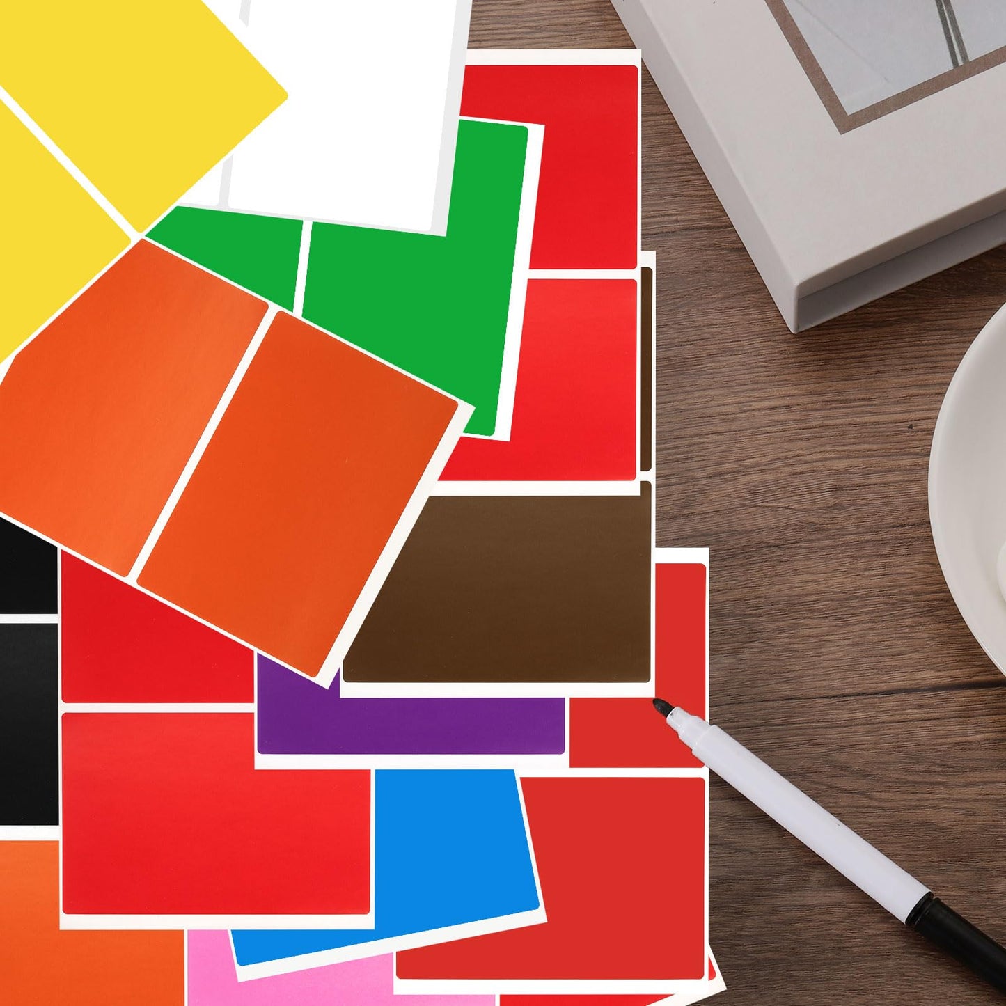 uxcell 240 Sheet Colored Label Stickers 3 x 2 Inch Rectangle Self-Adhesive Stickers Coding Labels for Office Supplies, File Folder Tabs, Inventory Organize, File Classification