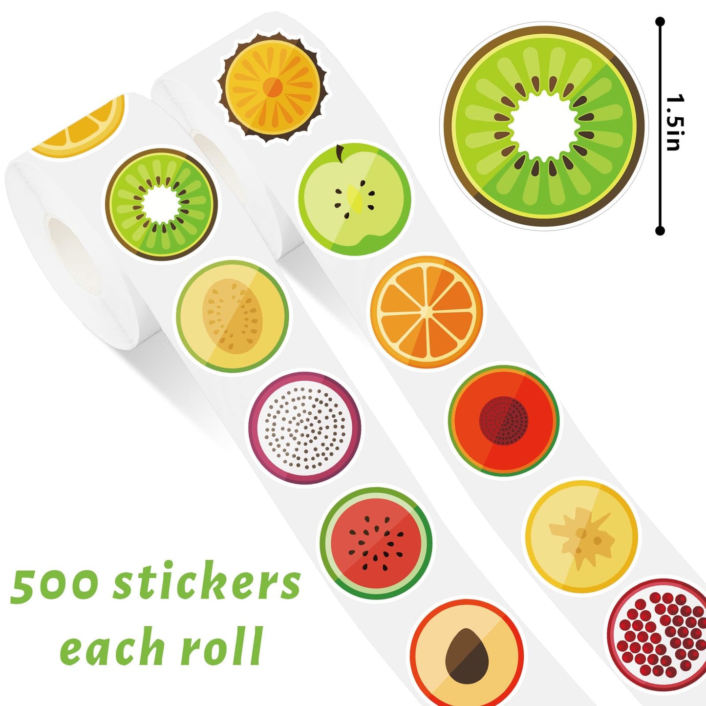 1000Pcs Fruit Stickers 16 Designs Cute Paper Decals Adhesive Sealing Labels for Home Kitchen Party Gift DIY Crafts, 2 Rolls