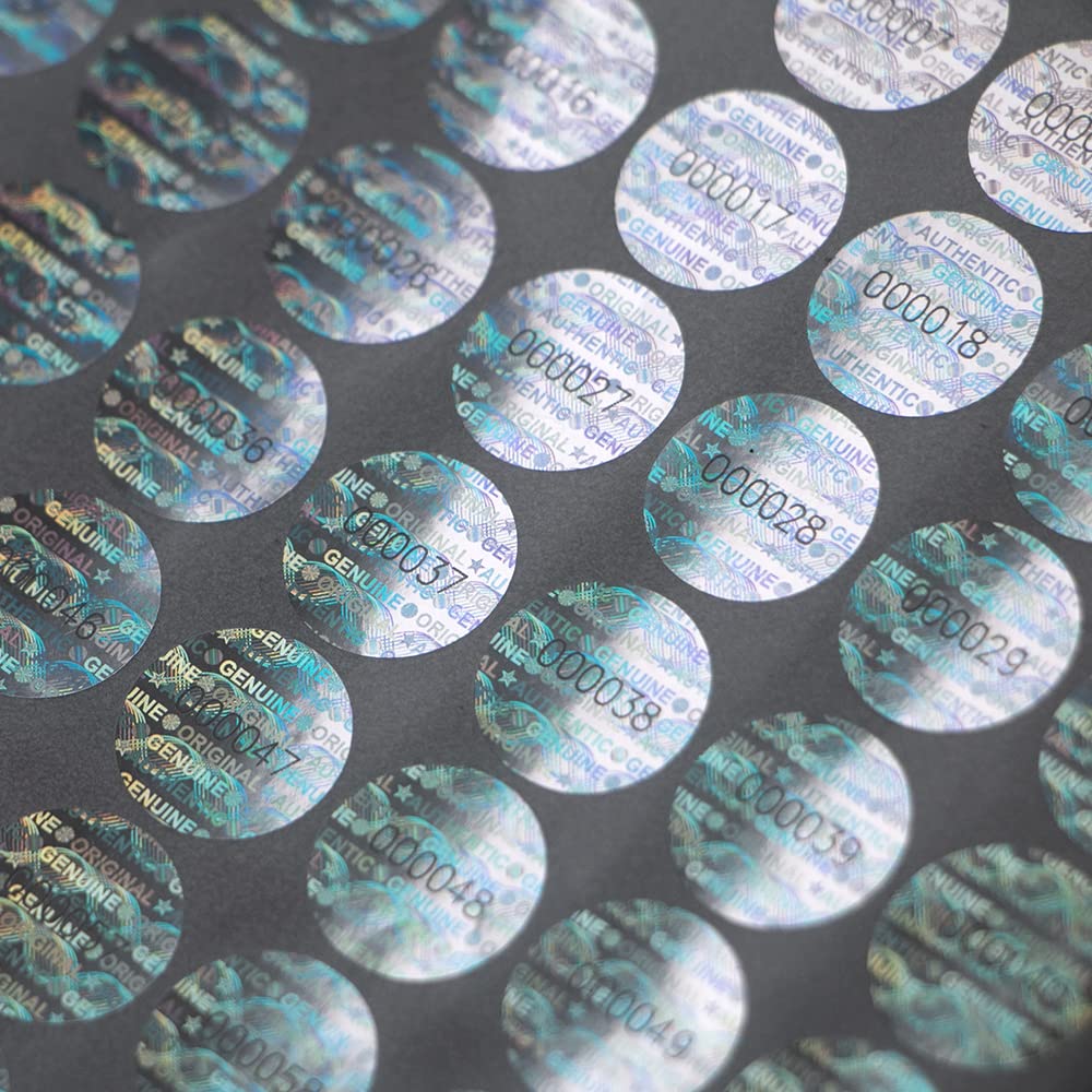 360pcs Security Tamper Evident Seal Warranty Void Original Genuine Authentic Hologram Labels/Stickers / Unique Sequential Serial Numbering Tamper Proof Stickers(0.6inch,Silver,GQYH)