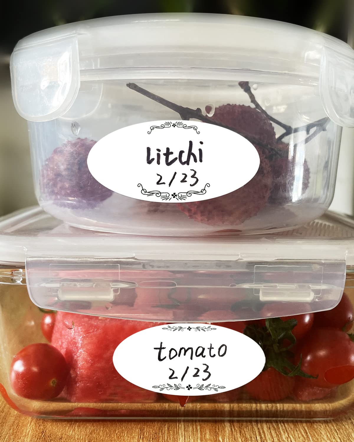 500 Pcs Removable Freezer Labels Jar Canning Labels Stickers, 1 x 2 Inch Self-Adhesive Oval Food Storage Stickers, Bottle Labels for Cosmetic Handmade Gifts Mason Jars, Easy Clean Leaves No Residue style 2