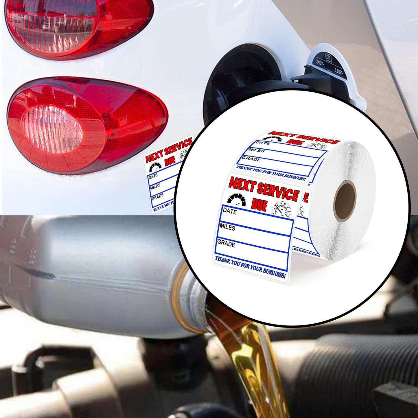 100 Pcs Static Cling Blue Oil Change Stickers 2 x 2 Inch - Service Reminder Labels Auto Maintenance Next Service Due Reminder Stickers Labels for Car Vehicle Windows