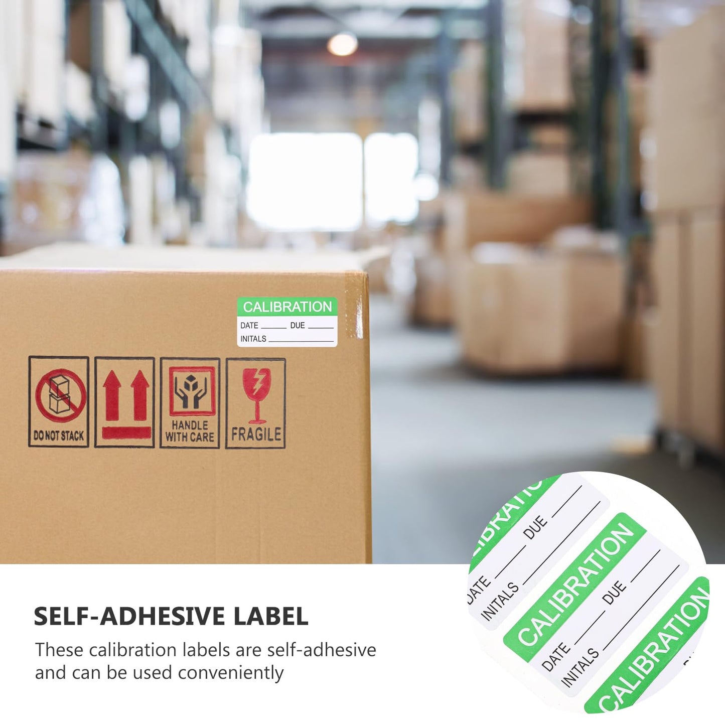 1 Roll/300pcs Green Calibration Stickers - Quality Control Adhesive Labels for Laboratory and Industrial Use - Permanent Self-Adhesive, Easy Identification, 2.36 X 2.16 Inches