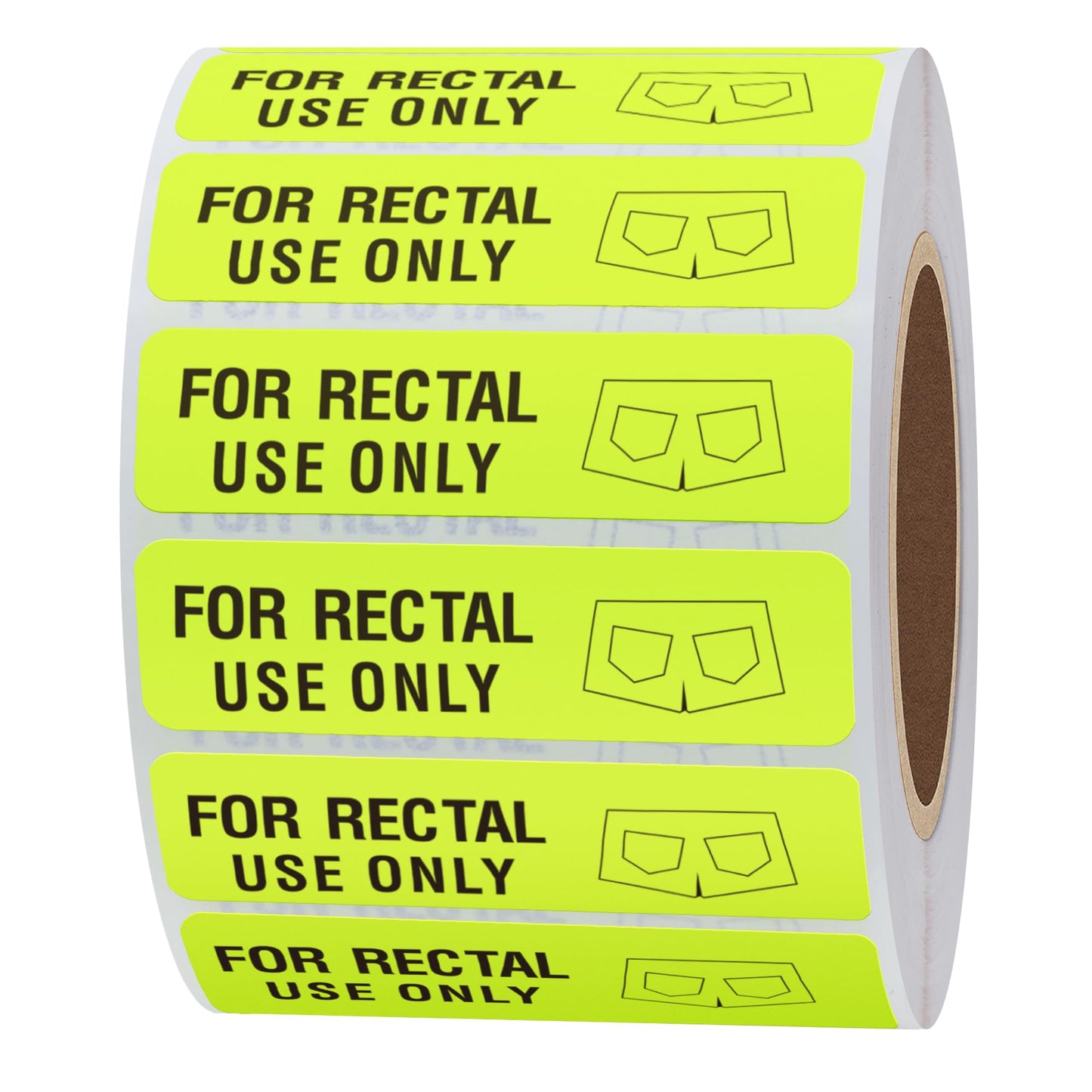 Shorts Stickers Bright Labels Fluorescent Paper for Rectal Use Only, 500 Stickers, 38x10 mm, Yellow
