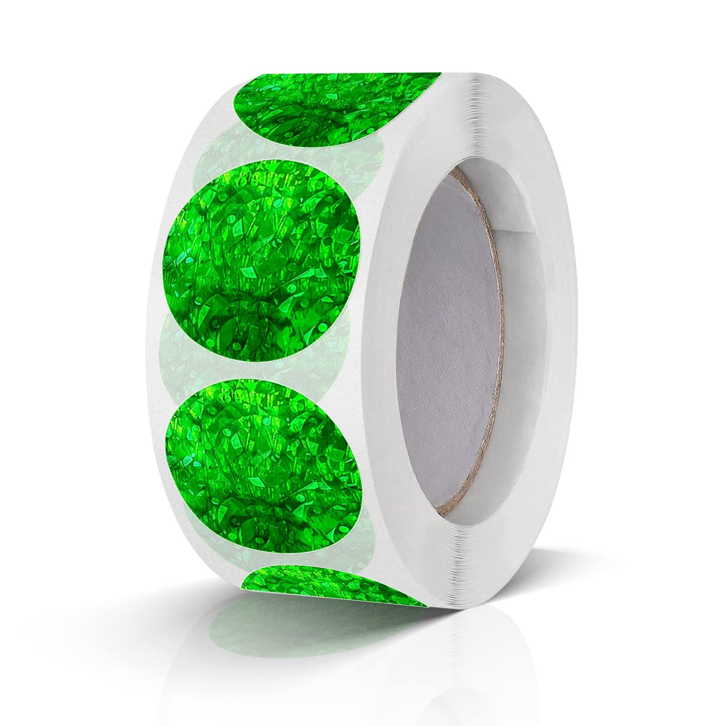 Round Stickers Green 1 Inch Circle Labels Color Coding Glitter Sparkle Dot Sticker Waterproof Removable Roll of 500 PCS Glitter Green