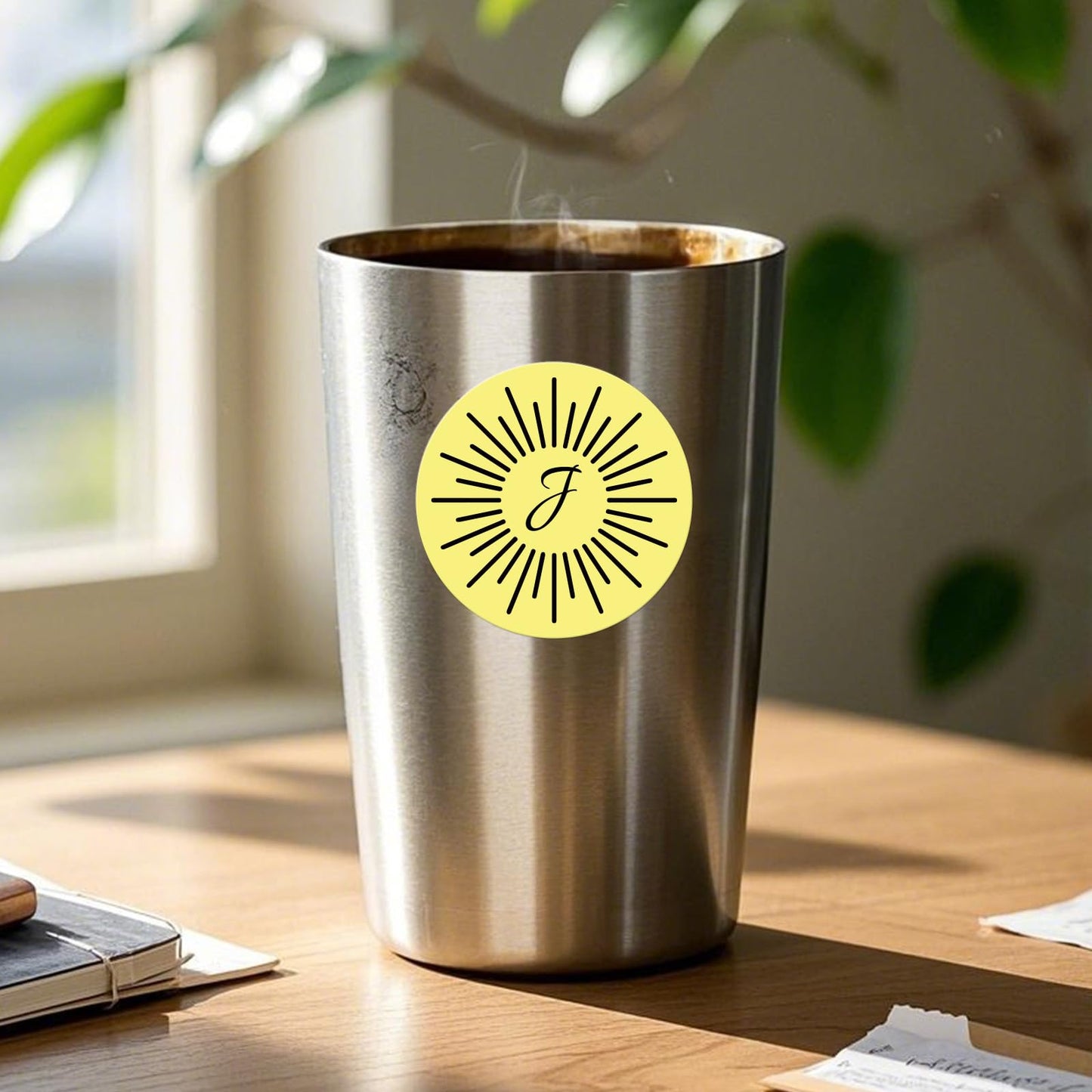 Round Thermal Labels 2 Inch Vinyl Circle Yellow Direct Printer Stickers Waterproof Self-Adhesive Decals Label for Logo Design Sealing Office Address 500 PCS
