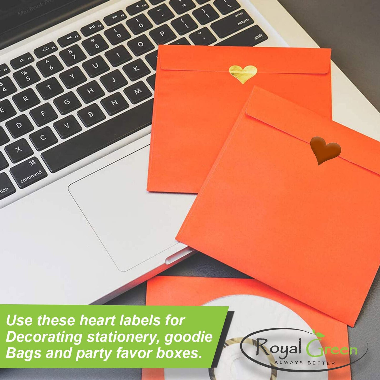 Royal Green Heart Stickers 1/2 Inch - Valentine's Day Scrapbook Stickers - Labels for Arts - Craft Paper Heart Stickers - Heart Roll Labels - 13mm (0.5 inches) - Green - 1250 Pack
