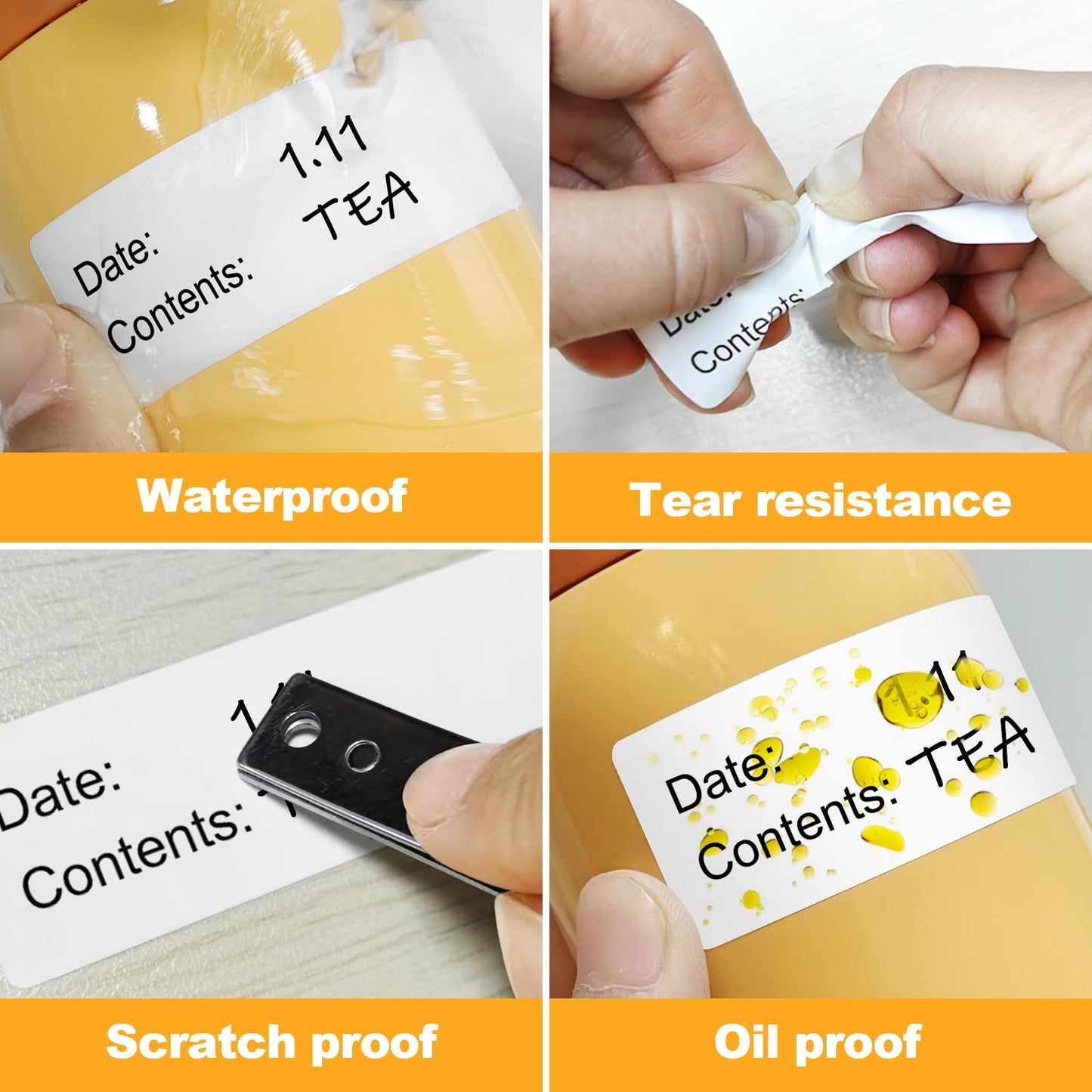 500pcs Food Labels,1 x 3 Inch Freezer Labels Removable for Food Containers, Mason Jar, Water/Oil/Tear Resistant,No Residue Food Storage Labels Perfect for Kitchen Frz-bk-500-1