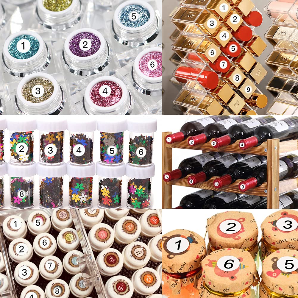 Consecutive Number Vinyl Stickers 1 to 100, Labels-0.4 inch Small Round Labels Self Adhesive for Inventory,Storage,Organizing,Boxes,Toolbox,Lockers, Math Games and More 25 Sheets, White 0.4''